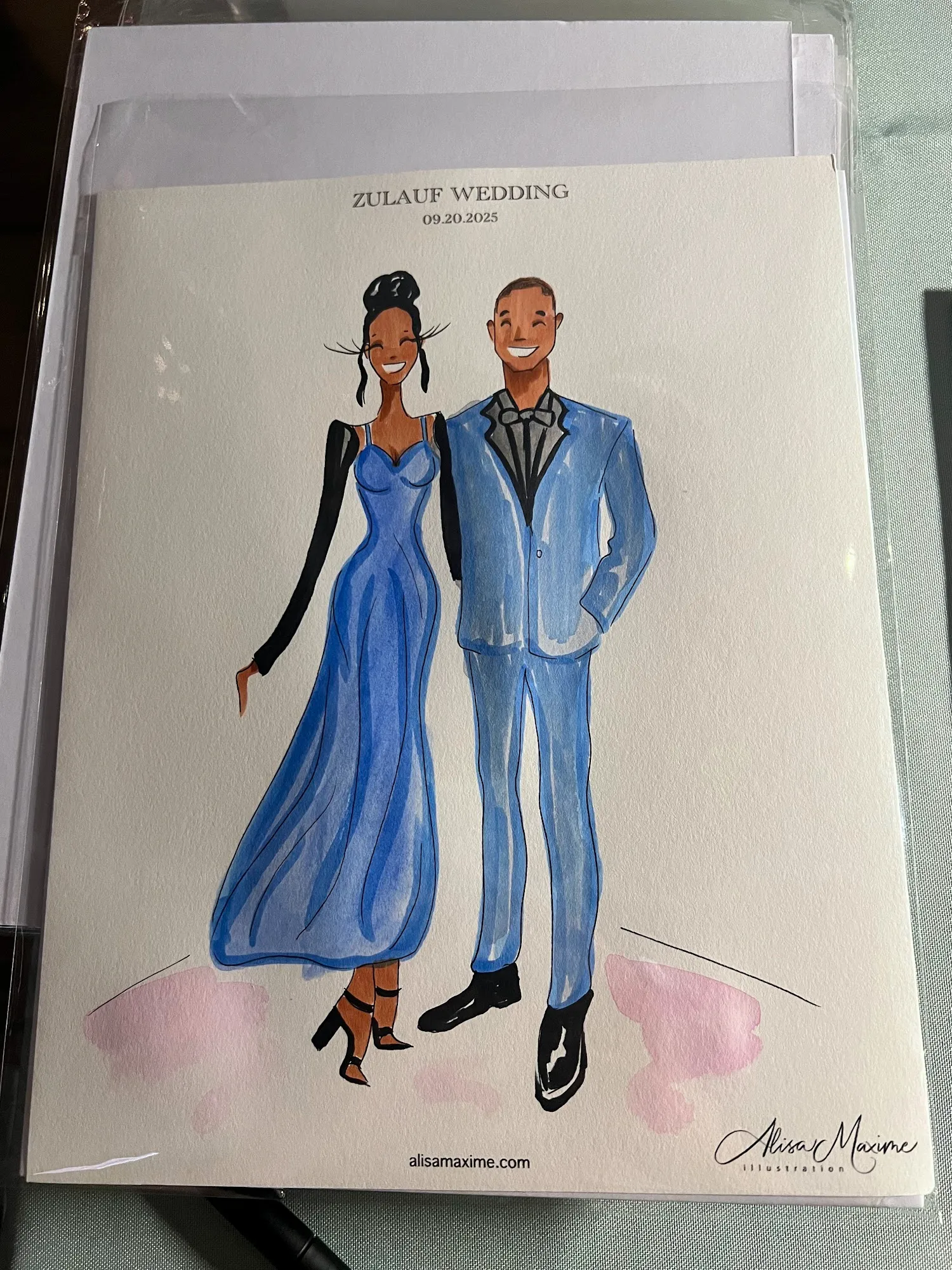 Live sketch from Elegant Wedding Celebration at Offshore Rooftop, Chicago