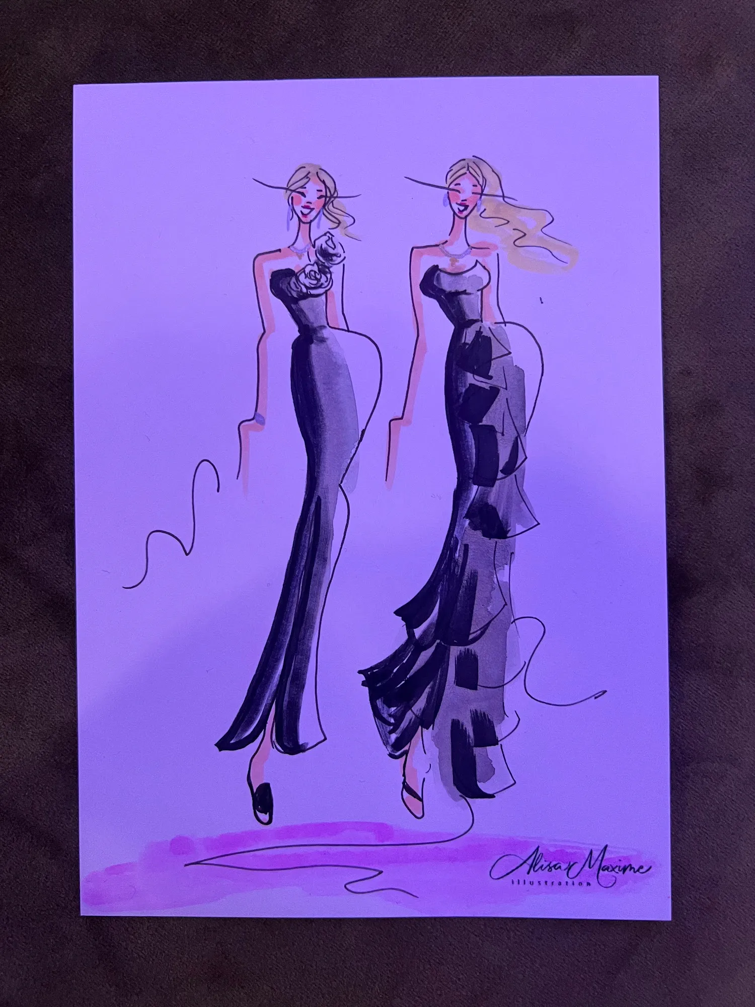 Live fashion sketch 2 from Wedding at Howe Farms, Georgetown, Tennessee