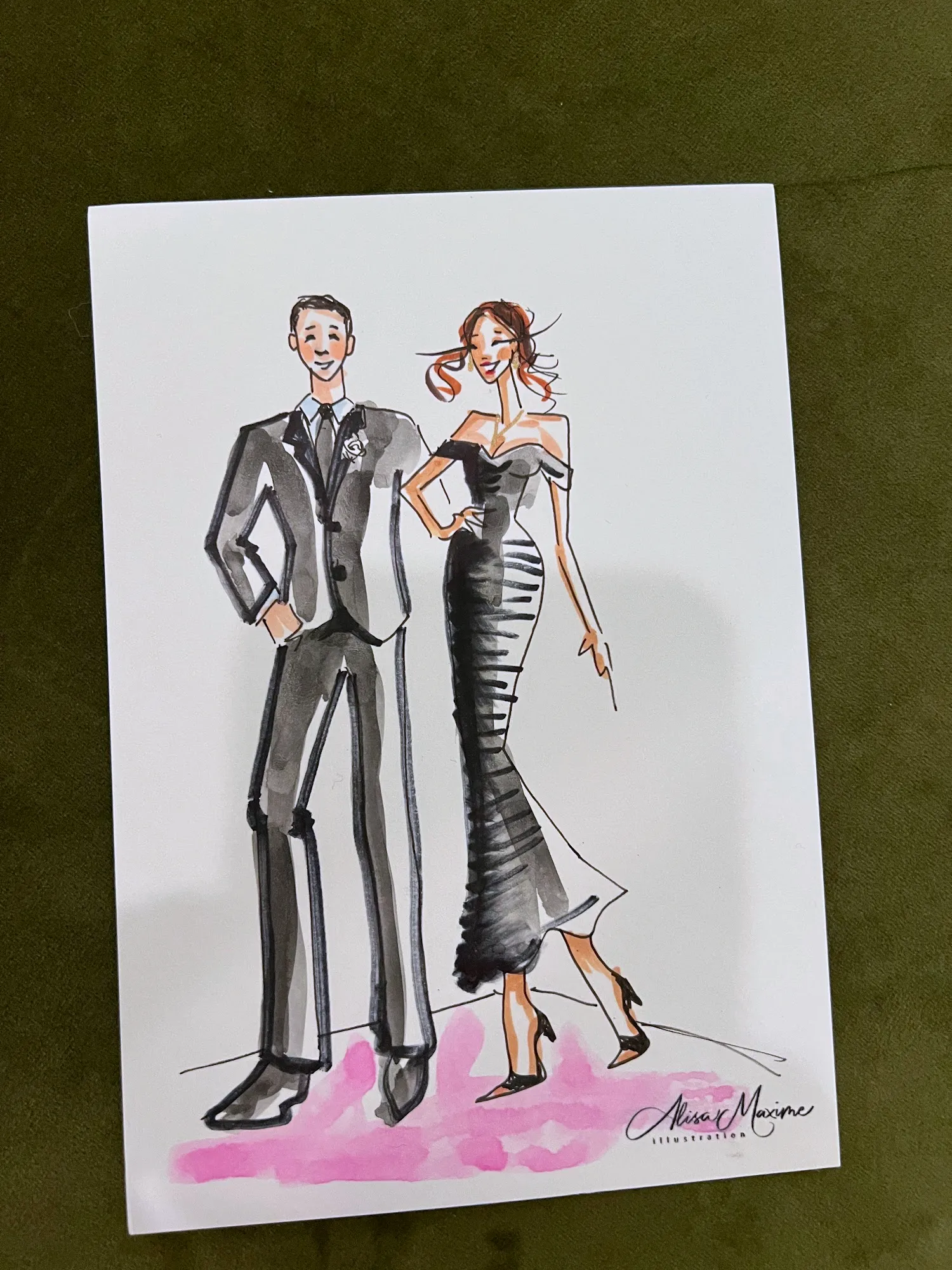 Live fashion sketch 3 from Wedding at Howe Farms, Georgetown, Tennessee