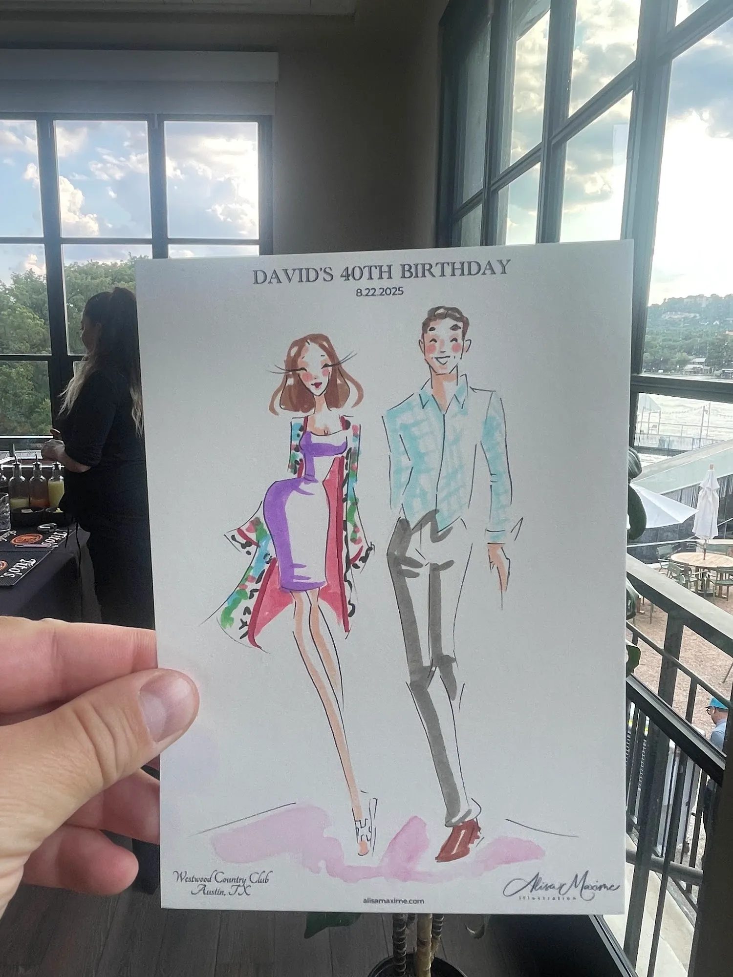 Live sketch from Austin Birthday Celebration at Westwood Country Club