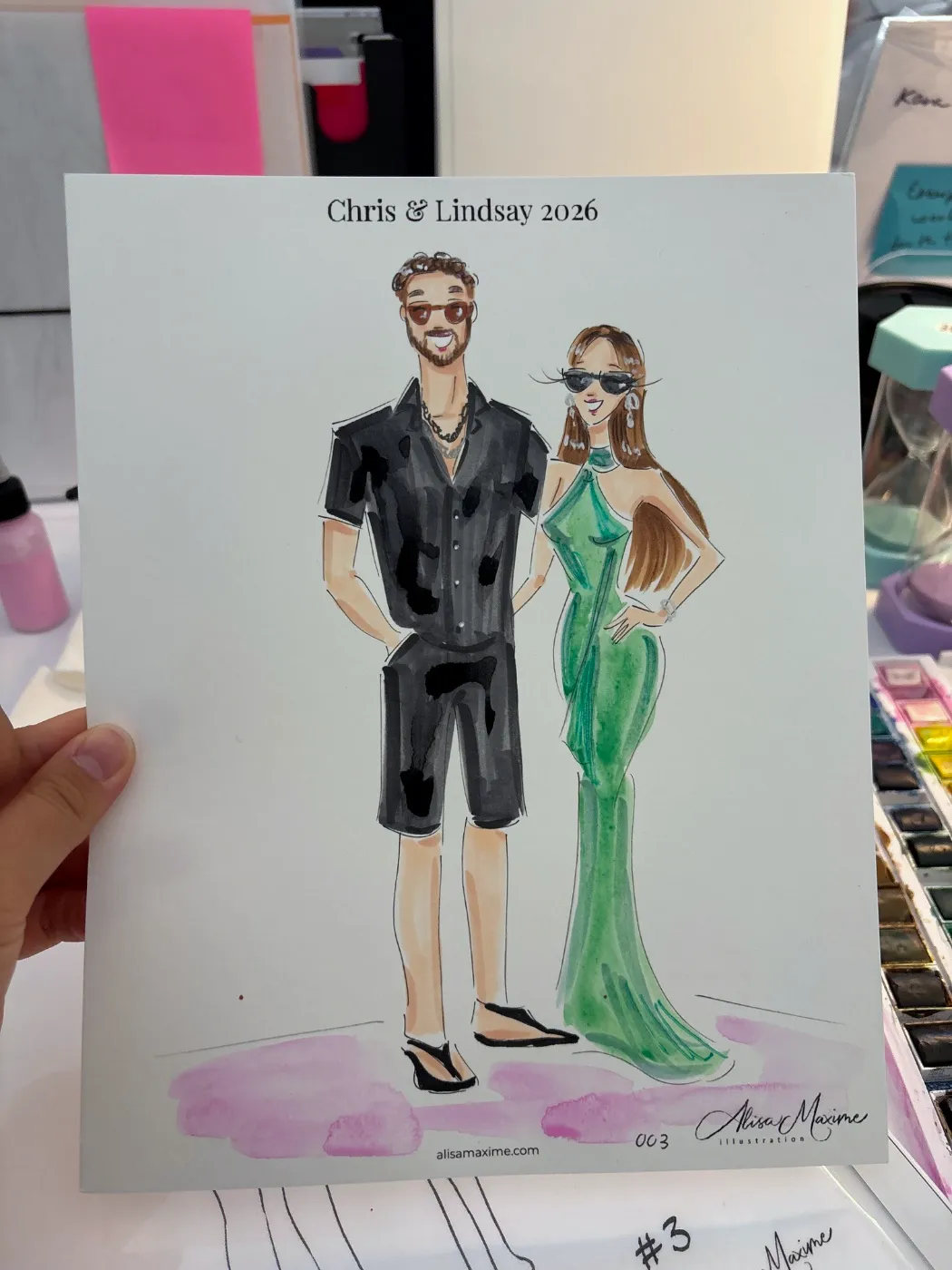 Live sketch from Post-Wedding Celebration in Poway, California