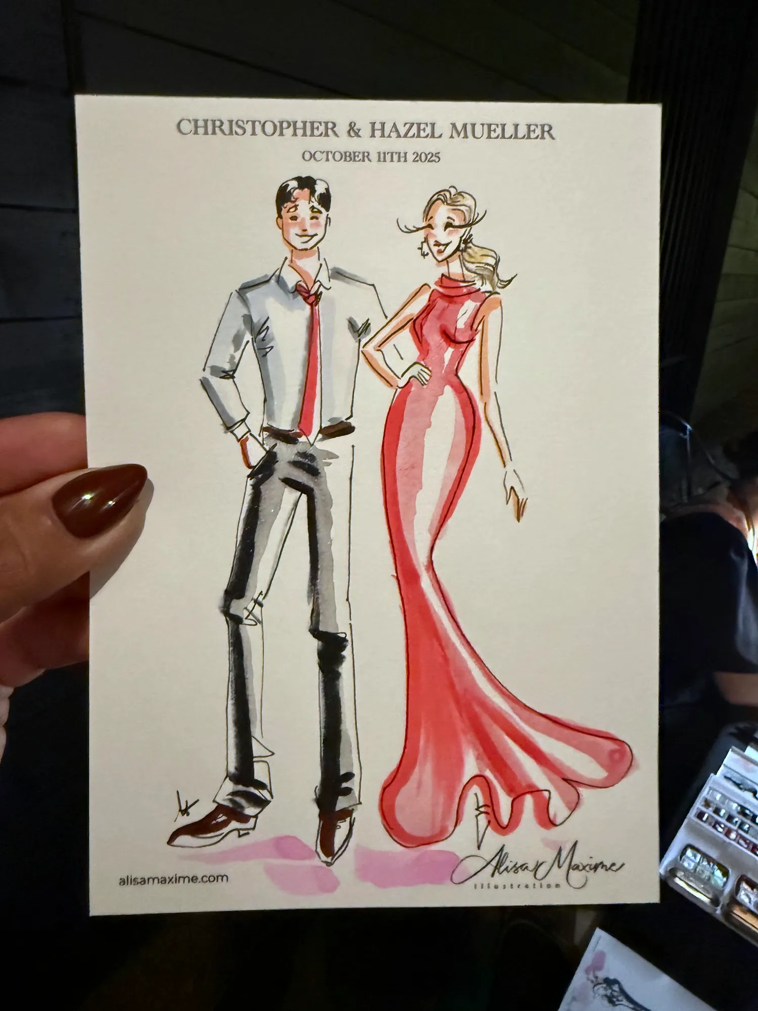 Live sketch from Dallas Wedding Celebration at La Cour Venue