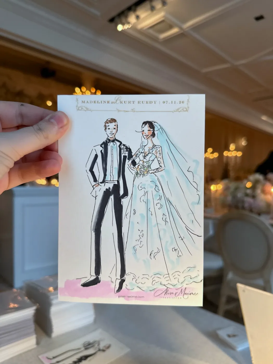 Live fashion sketch 2 from Wedding at Rosewood Miramar Beach, Montecito