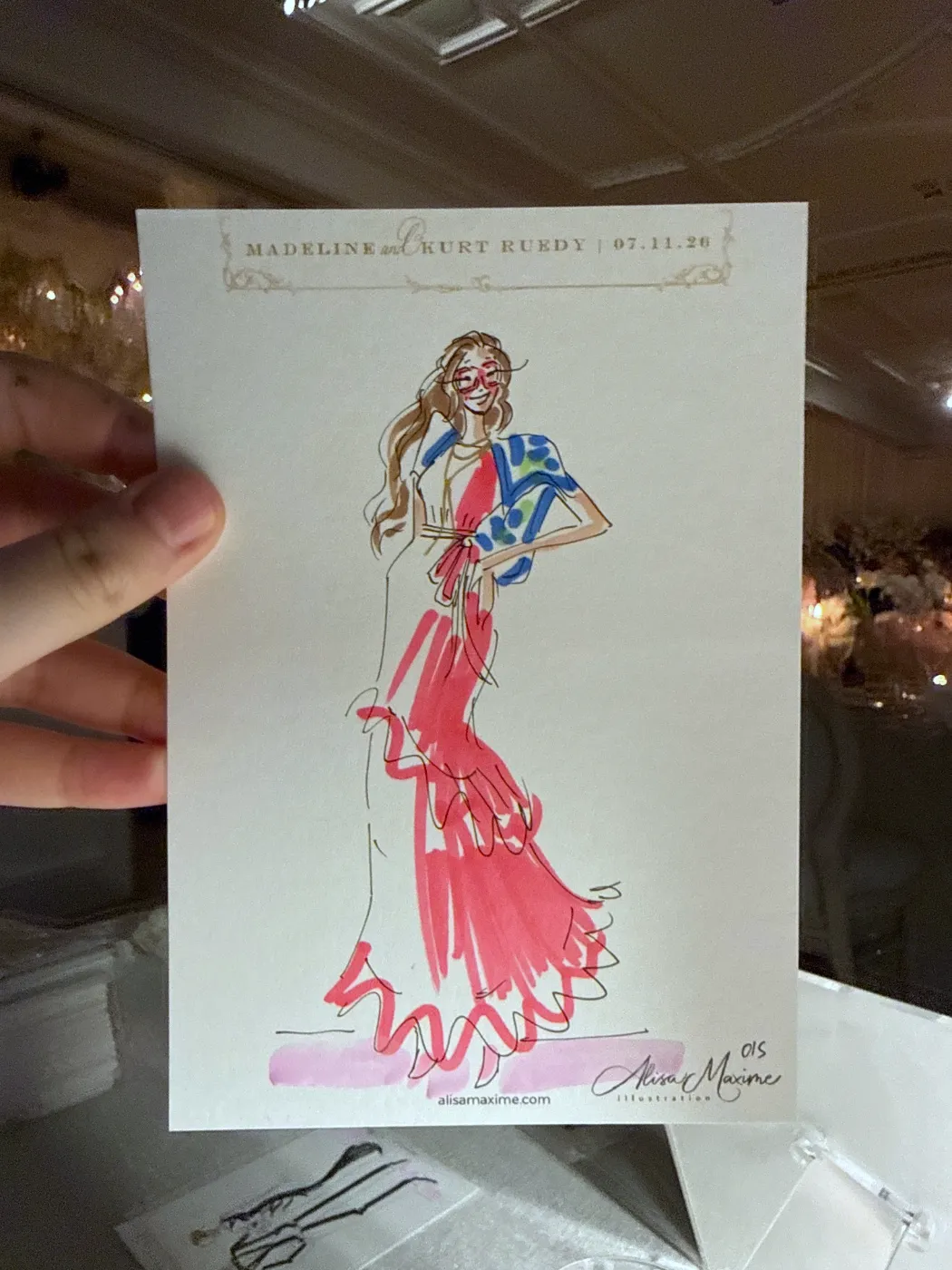Live fashion sketch 14 from Wedding at Rosewood Miramar Beach, Montecito