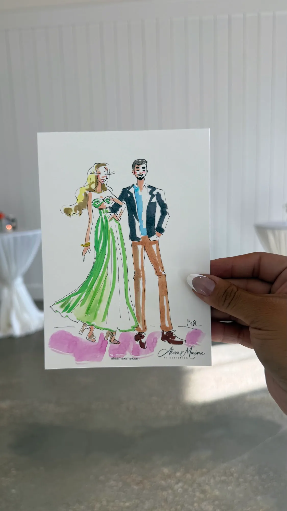 Live fashion sketch 5 from Wedding at The Blue Magnolia, Magnolia, Texas