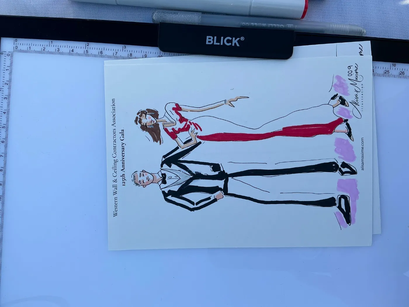 Live fashion sketch 9 from 125th Anniversary Gala at the Long Beach Convention Center