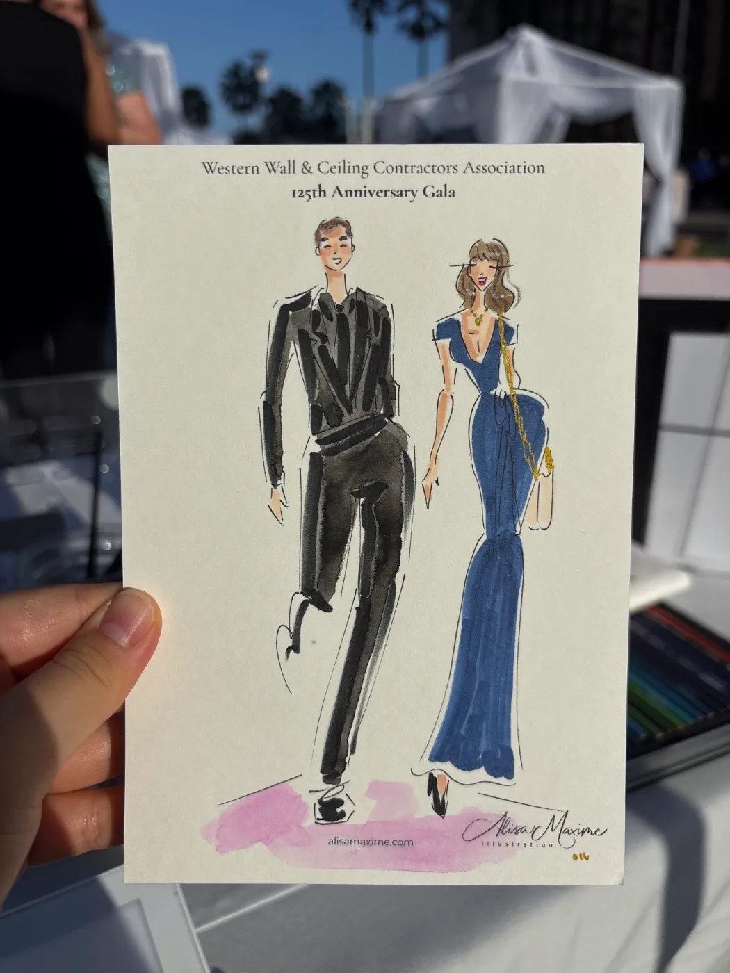 Live fashion sketch 16 from 125th Anniversary Gala at the Long Beach Convention Center