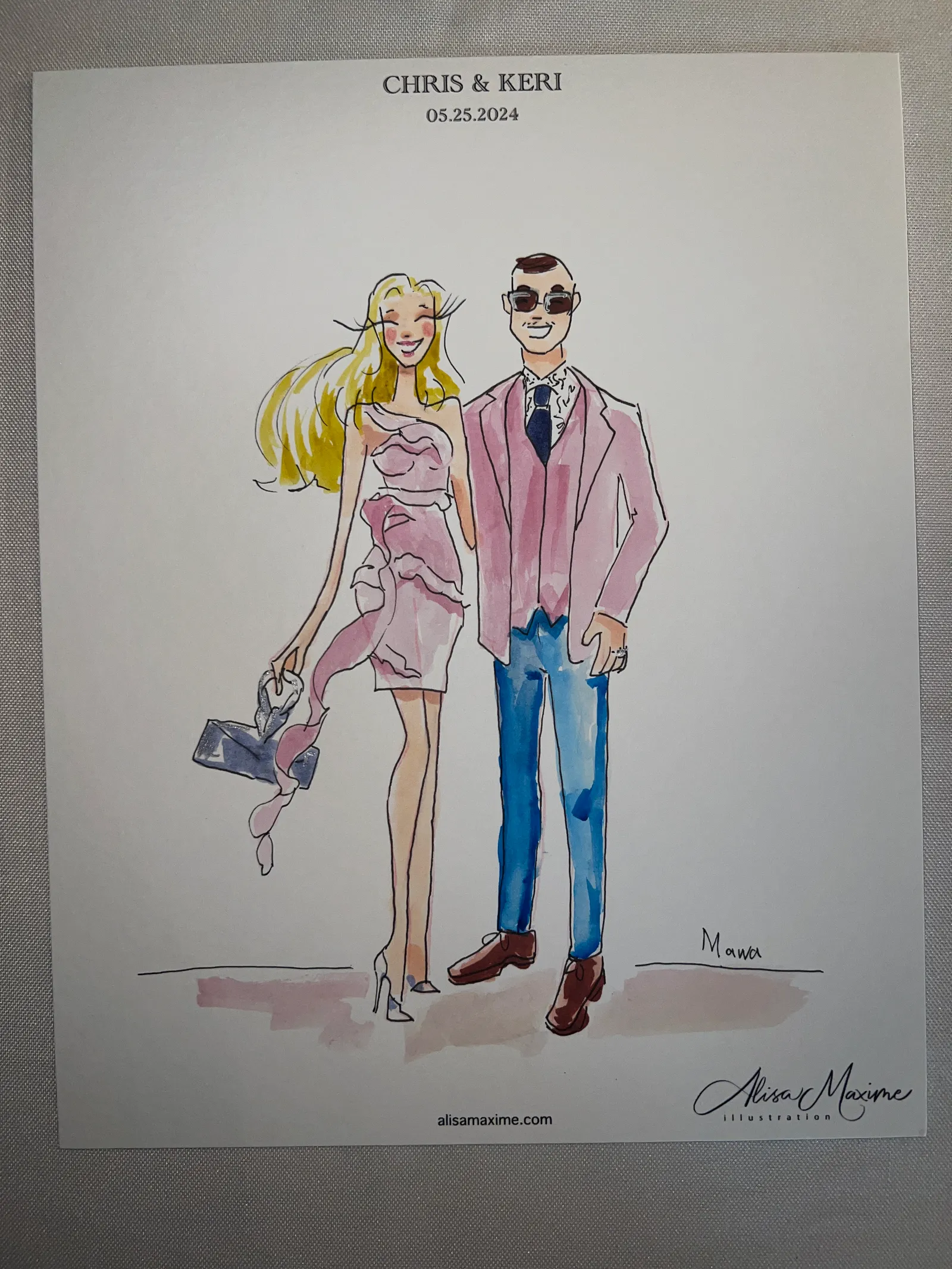 Live fashion sketch 2 from Intimate Wedding Celebration at Houston Oaks Country Club