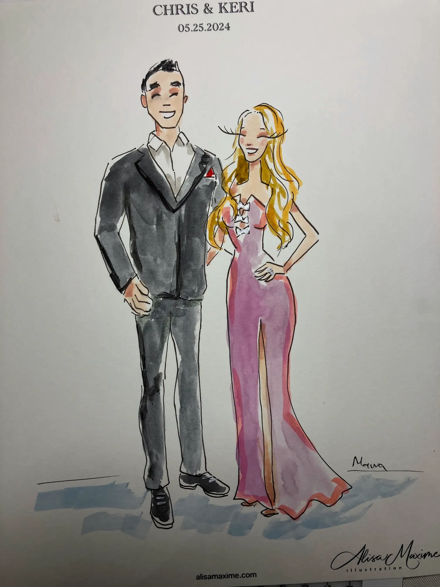 Live sketch from Intimate Wedding Celebration at Houston Oaks Country Club