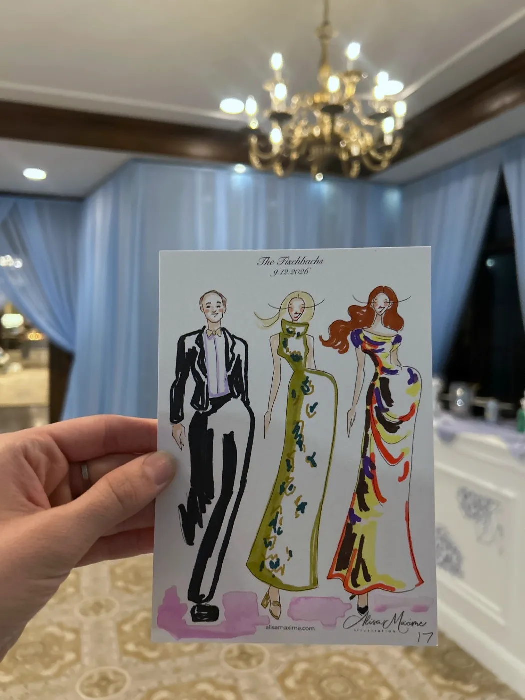 Live fashion sketch 16 from Wedding Celebration at Indian Hills Country Club, Kansas