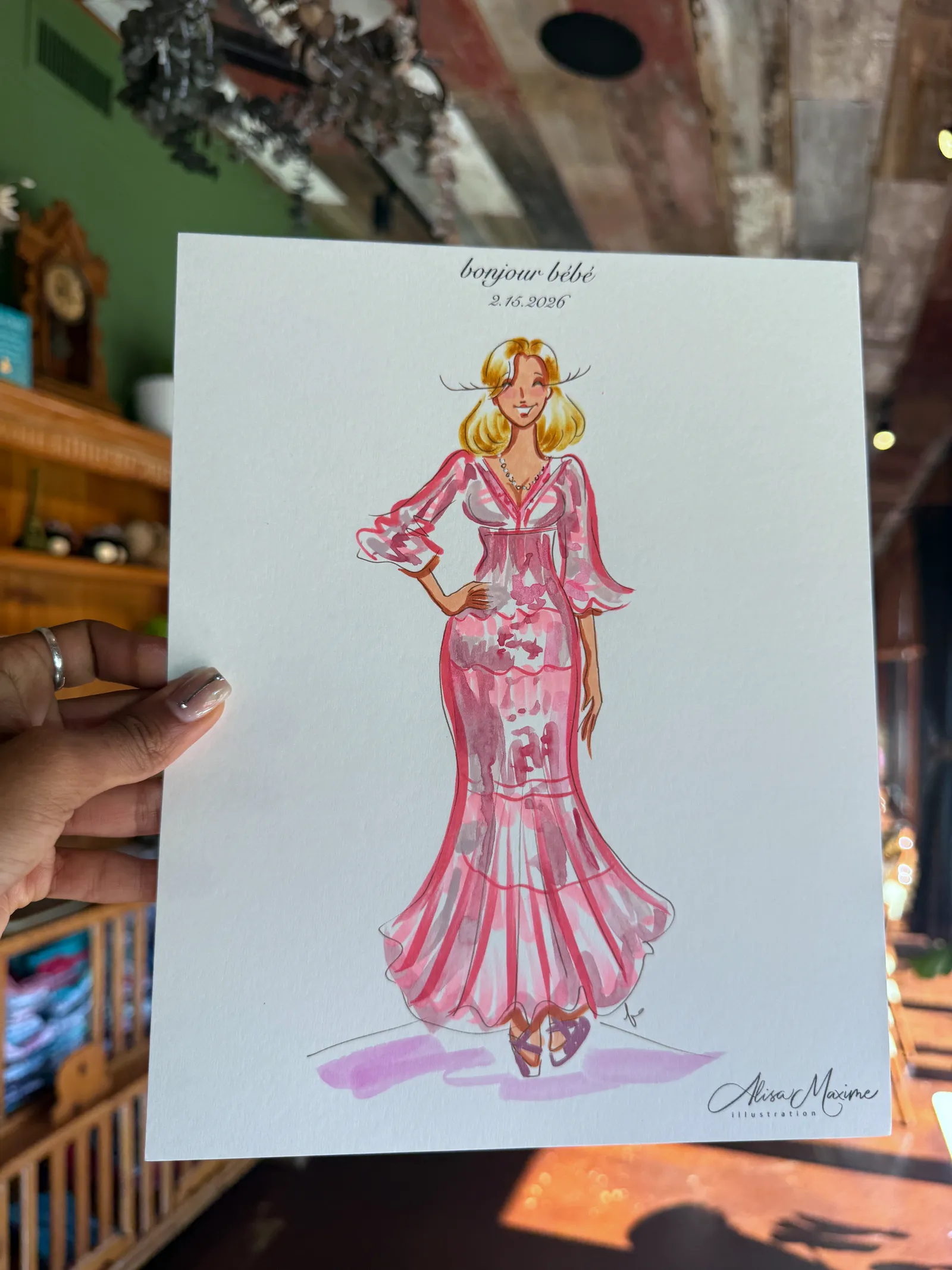 Live fashion sketch 4 from Charming Baby Shower in Southlake, Texas