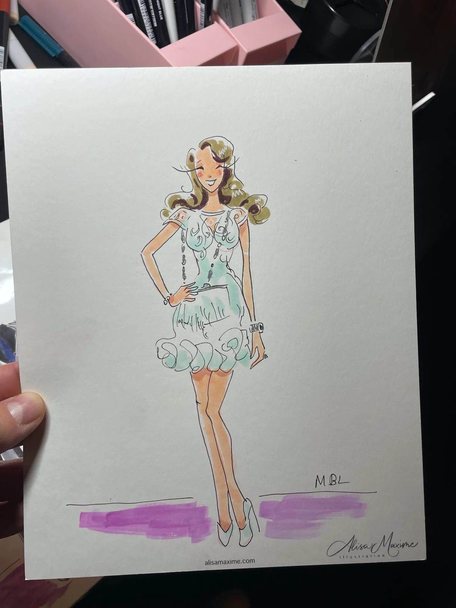 Live fashion sketch 13 from Garden Themed Cocktail Party at Hotel Van Zandt, Austin