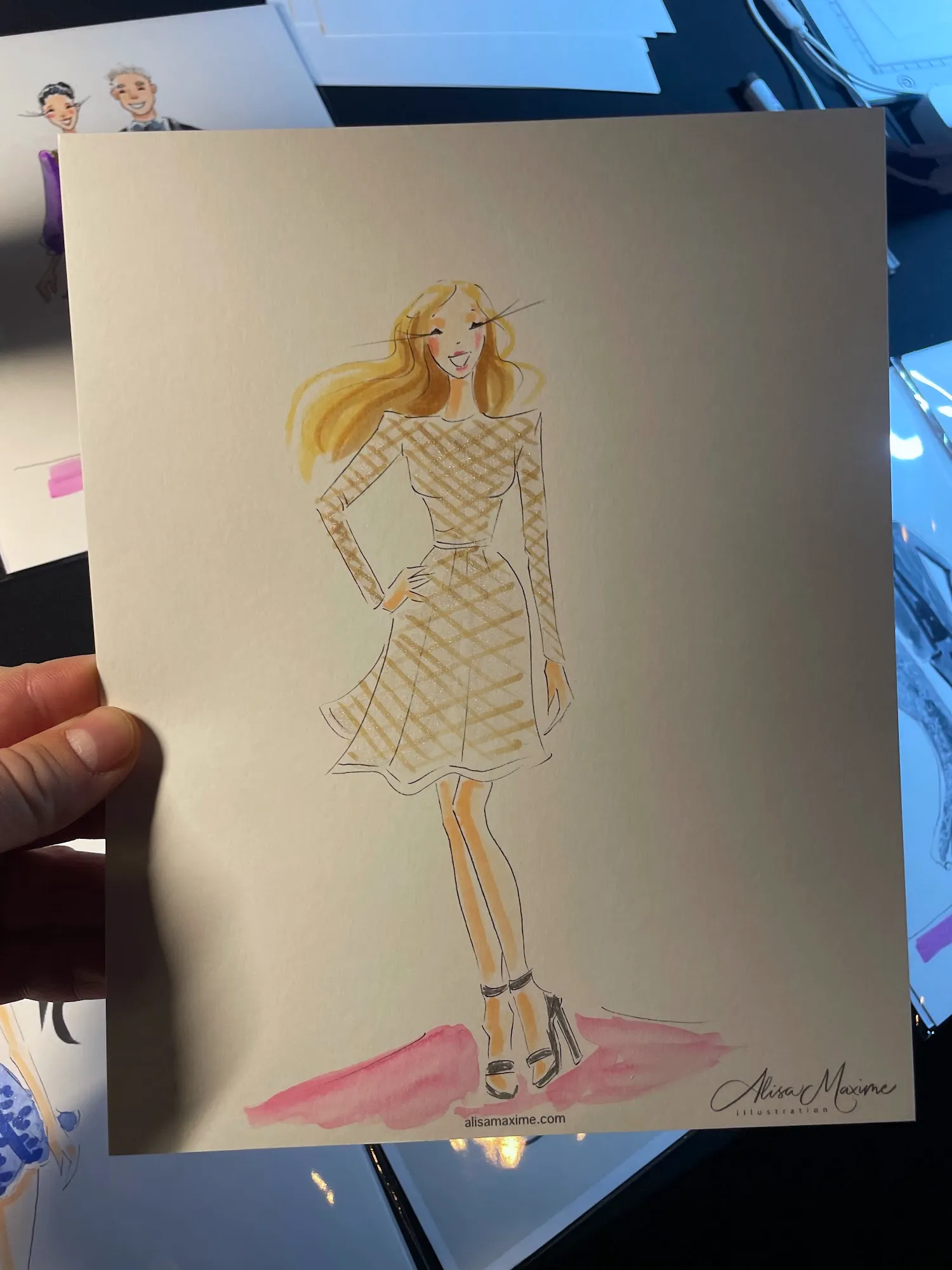 Live fashion sketch 14 from Garden Themed Cocktail Party at Hotel Van Zandt, Austin
