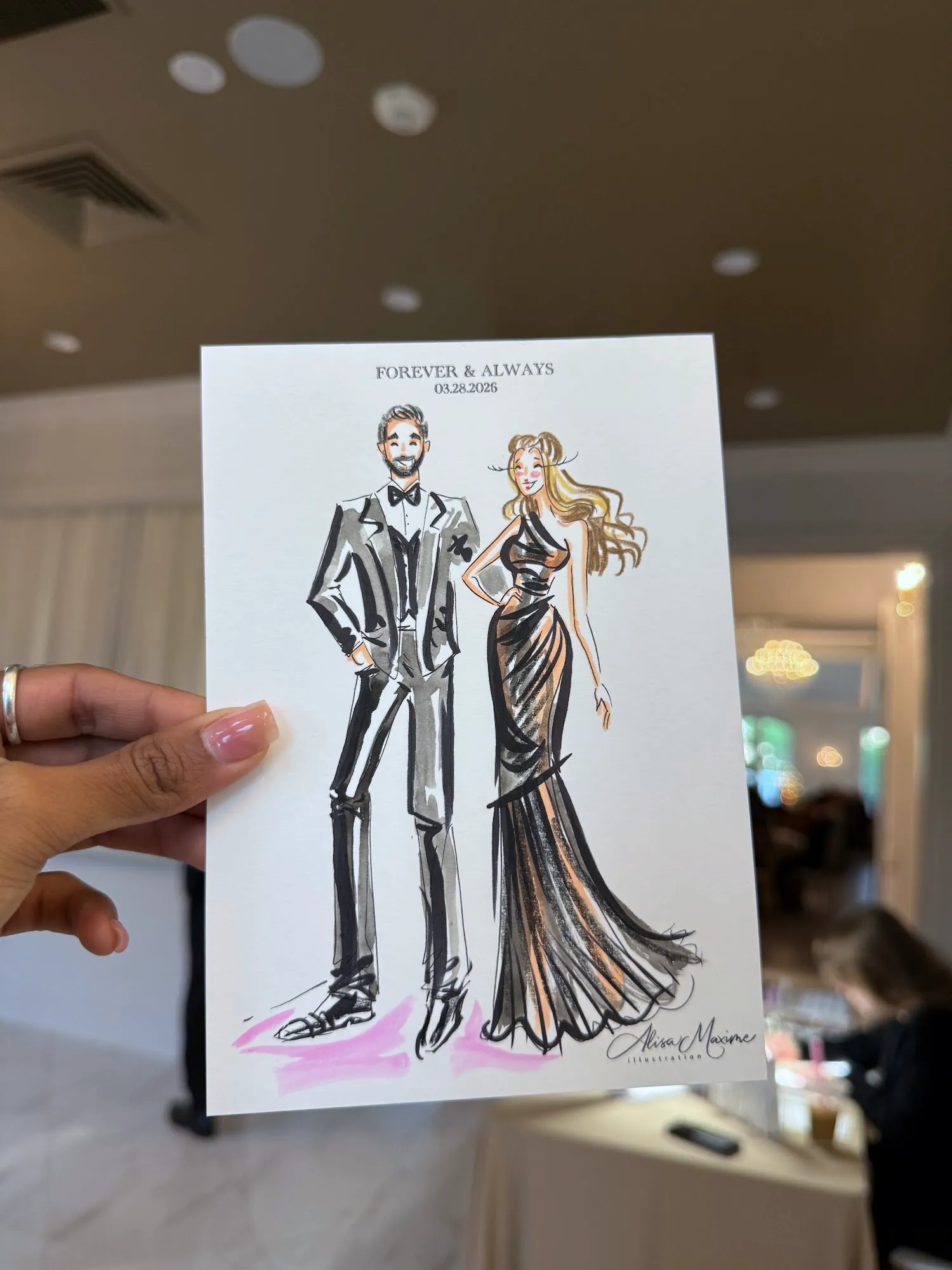 Live fashion sketch 12 from Wedding at The Hillside Estate, Dallas