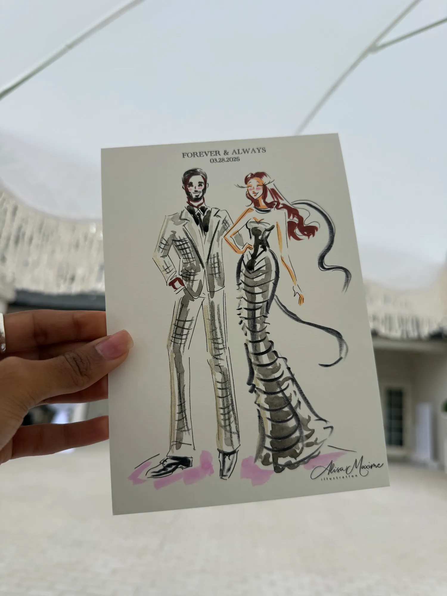 Live fashion sketch 6 from Wedding at The Hillside Estate, Dallas