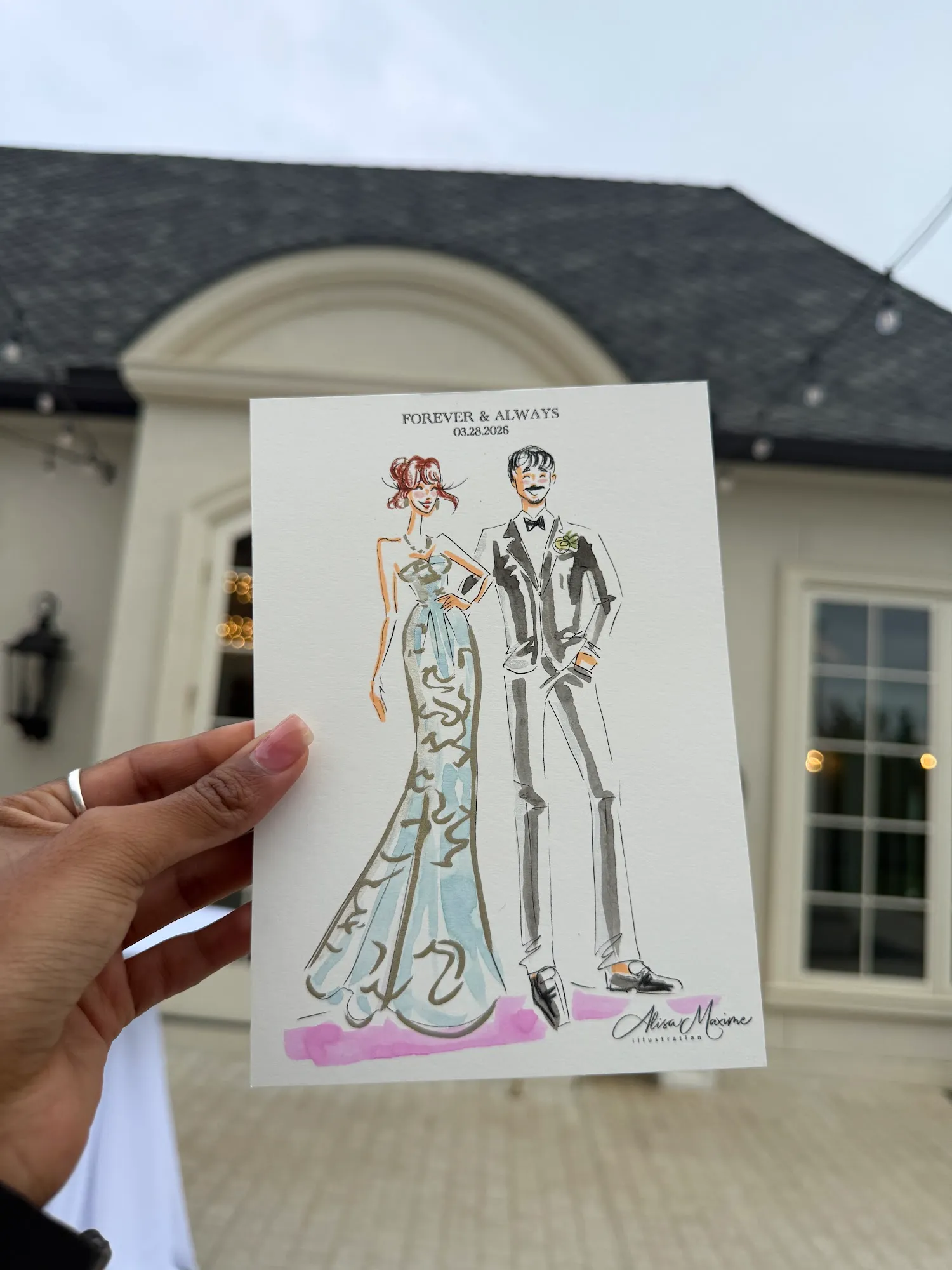 Live fashion sketch 3 from Wedding at The Hillside Estate, Dallas