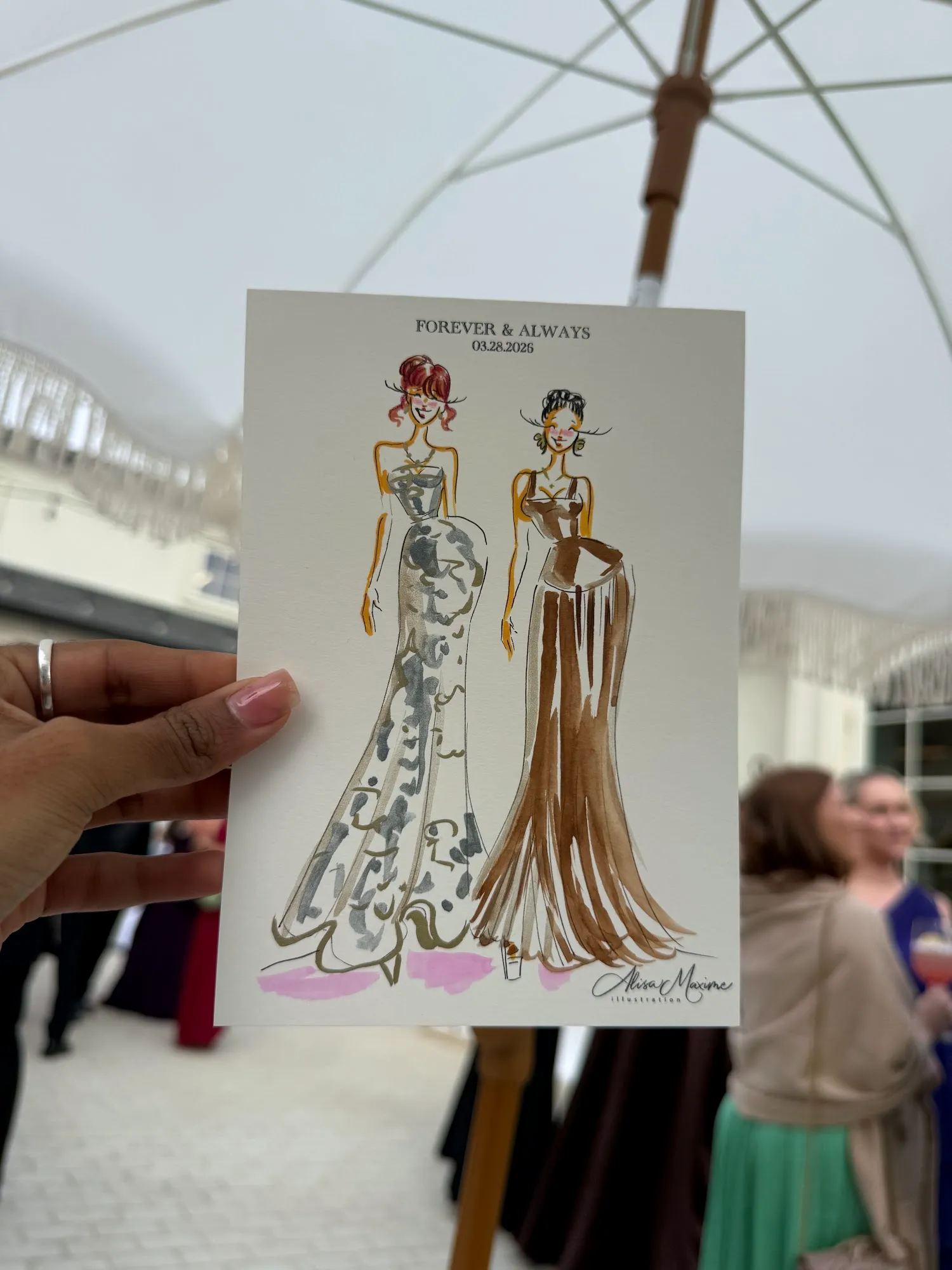 Live fashion sketch 9 from Wedding at The Hillside Estate, Dallas