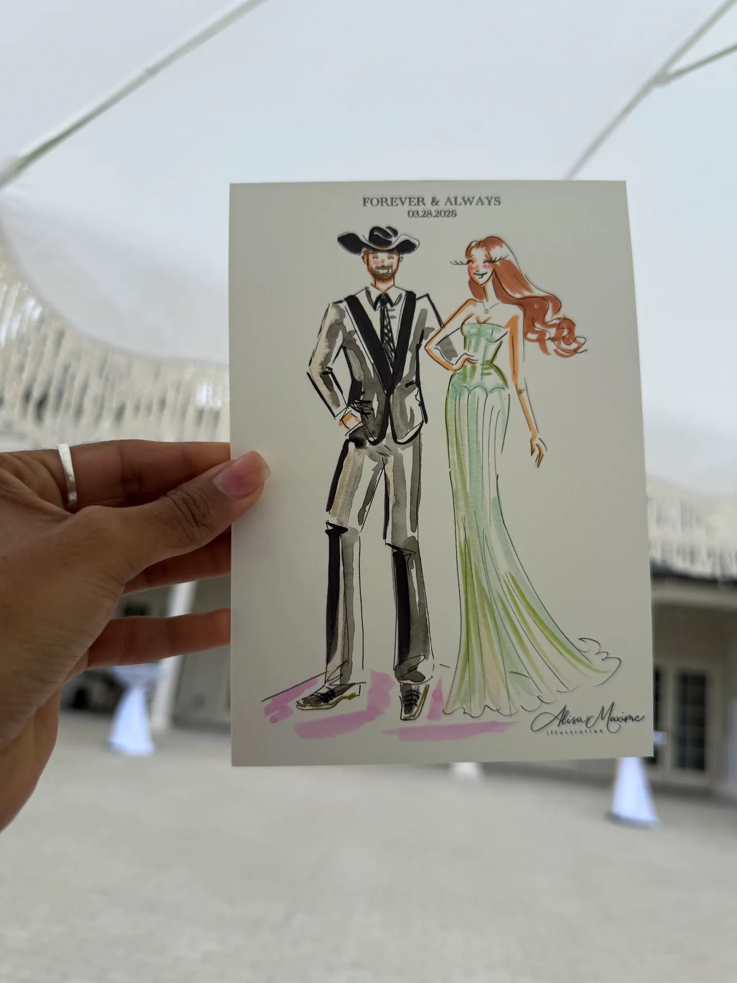 Live fashion sketch 5 from Wedding at The Hillside Estate, Dallas