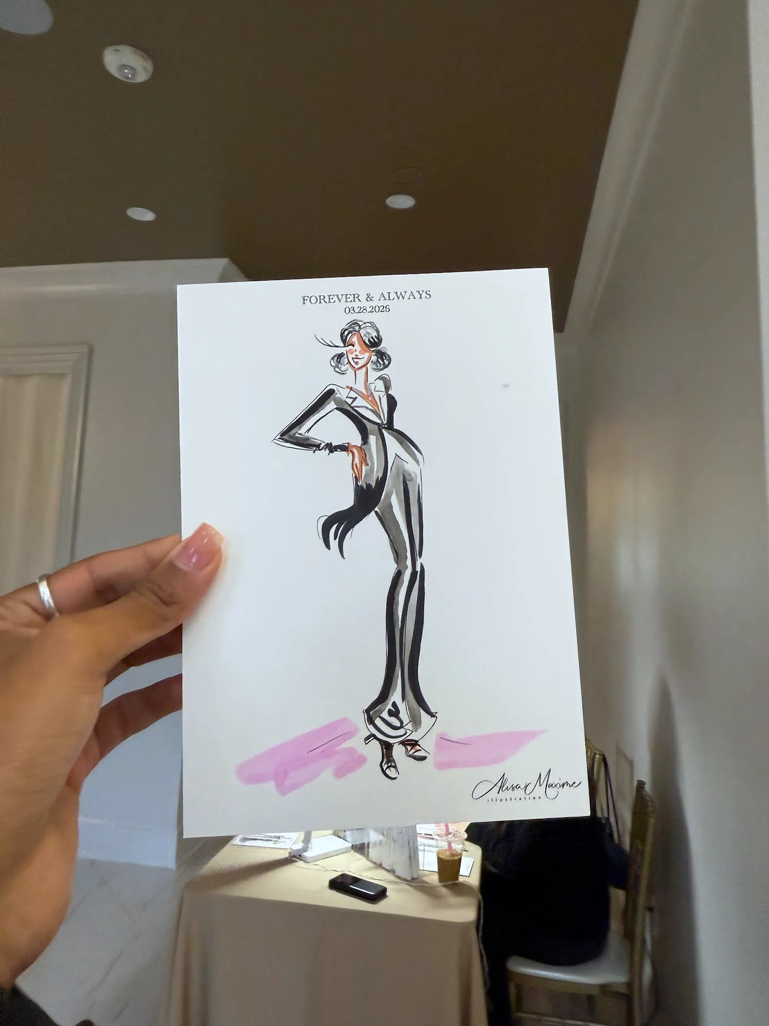 Live fashion sketch 13 from Wedding at The Hillside Estate, Dallas