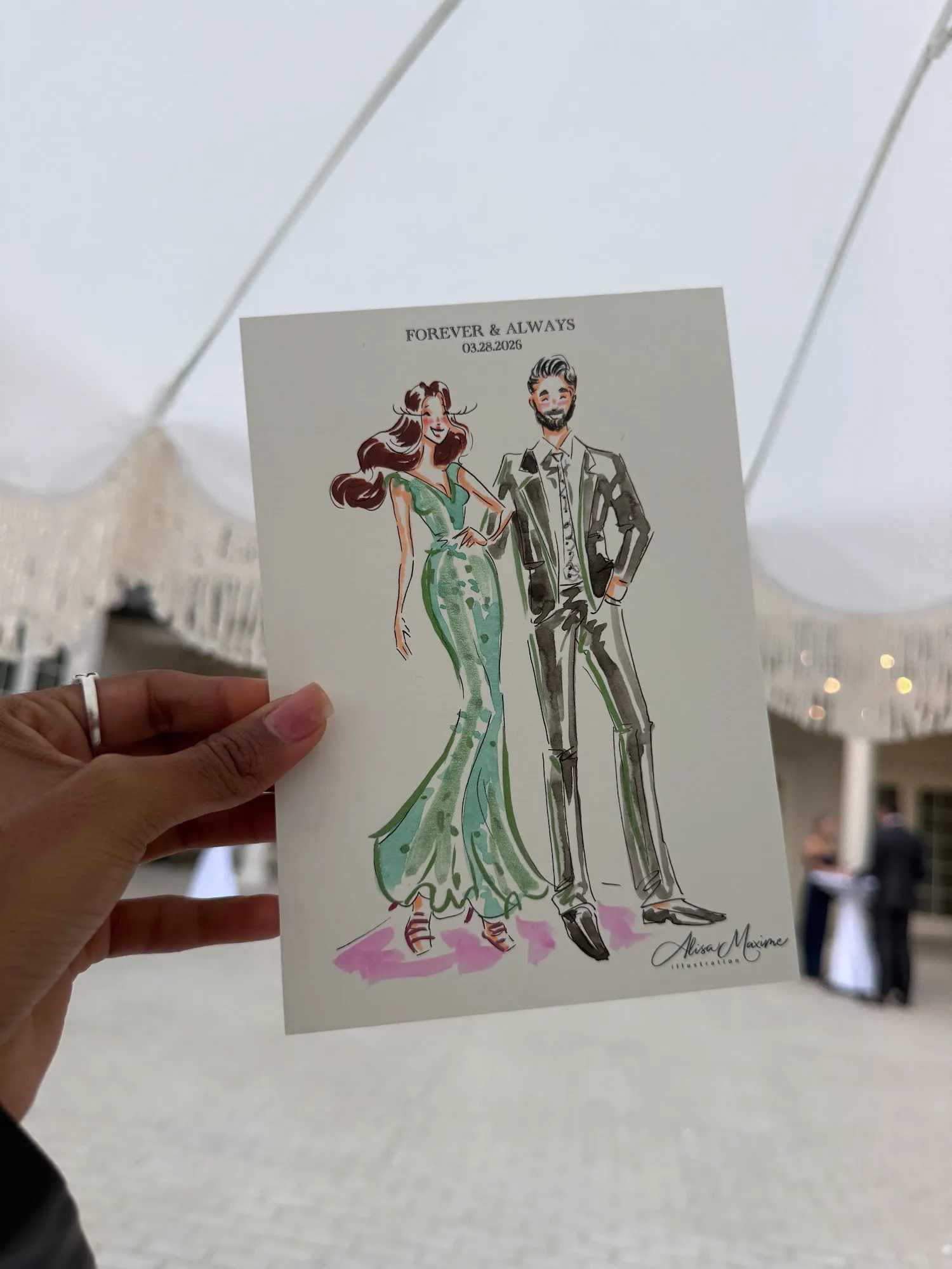 Live fashion sketch 11 from Wedding at The Hillside Estate, Dallas