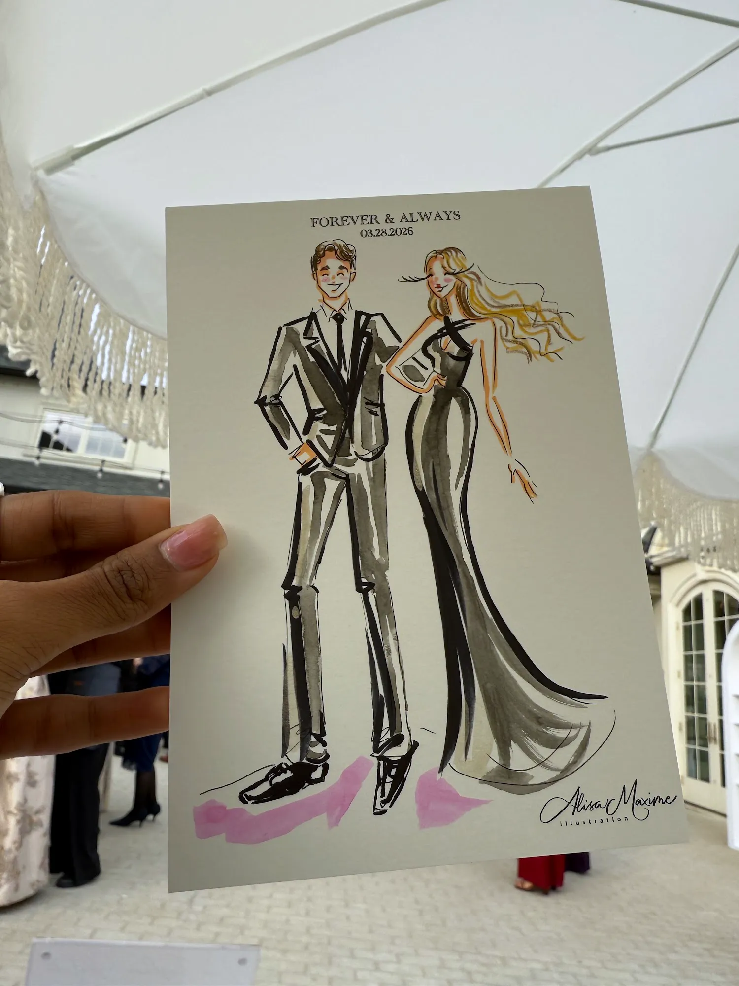 Live fashion sketch 8 from Wedding at The Hillside Estate, Dallas