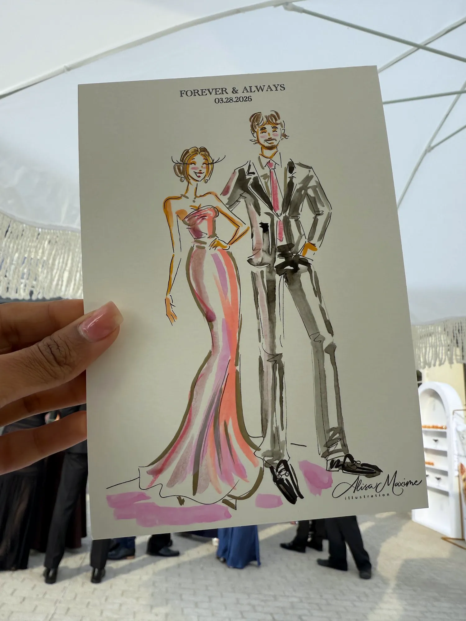 Live sketch from Wedding at The Hillside Estate, Dallas