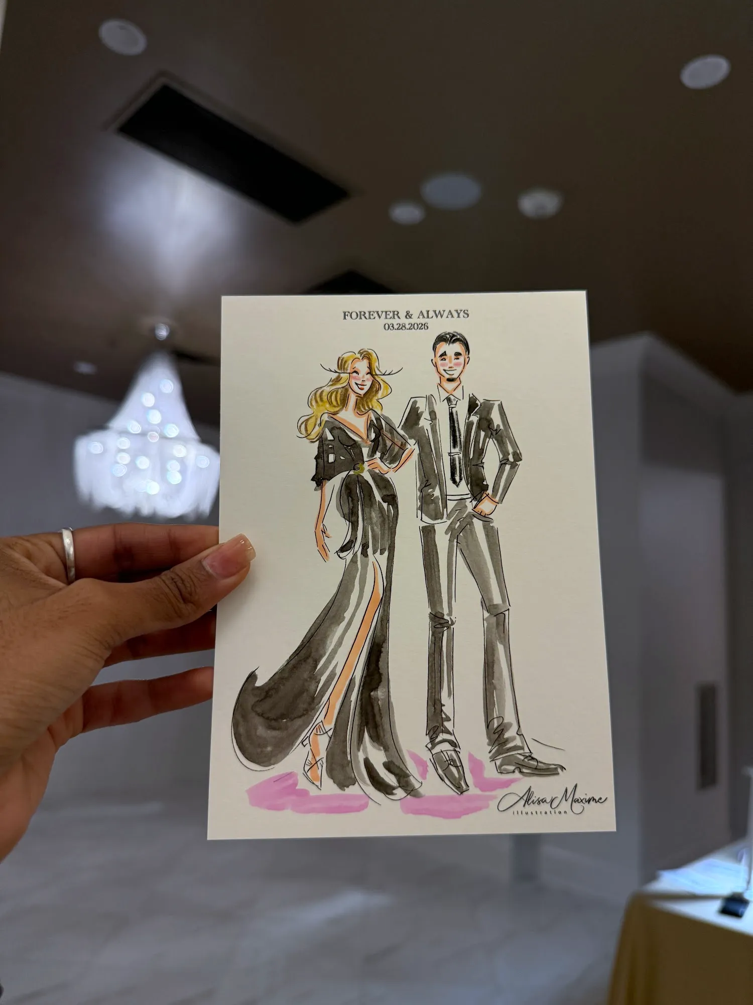Live fashion sketch 16 from Wedding at The Hillside Estate, Dallas
