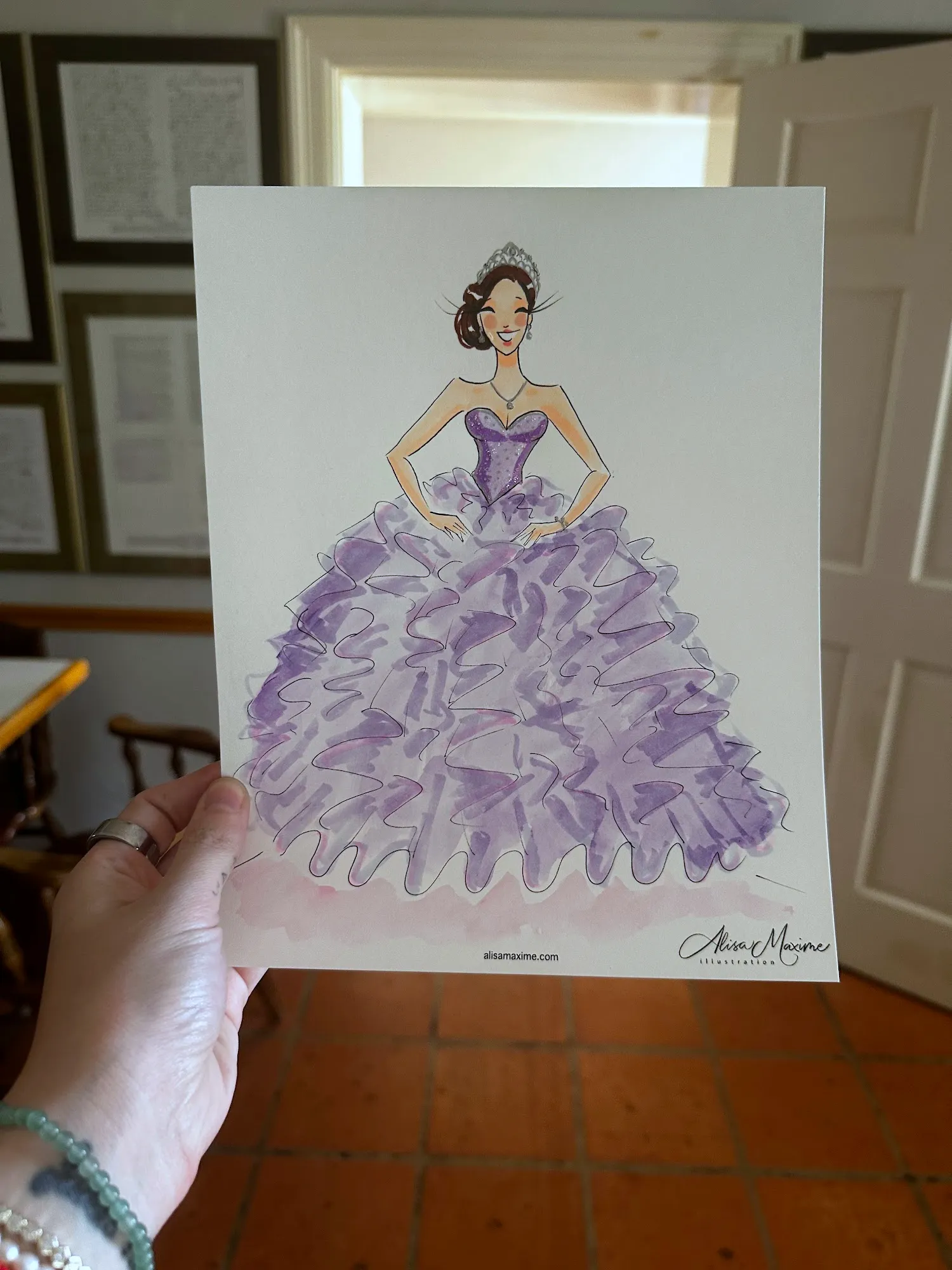 Live fashion sketch 2 from Quinceañera Celebration in Austin