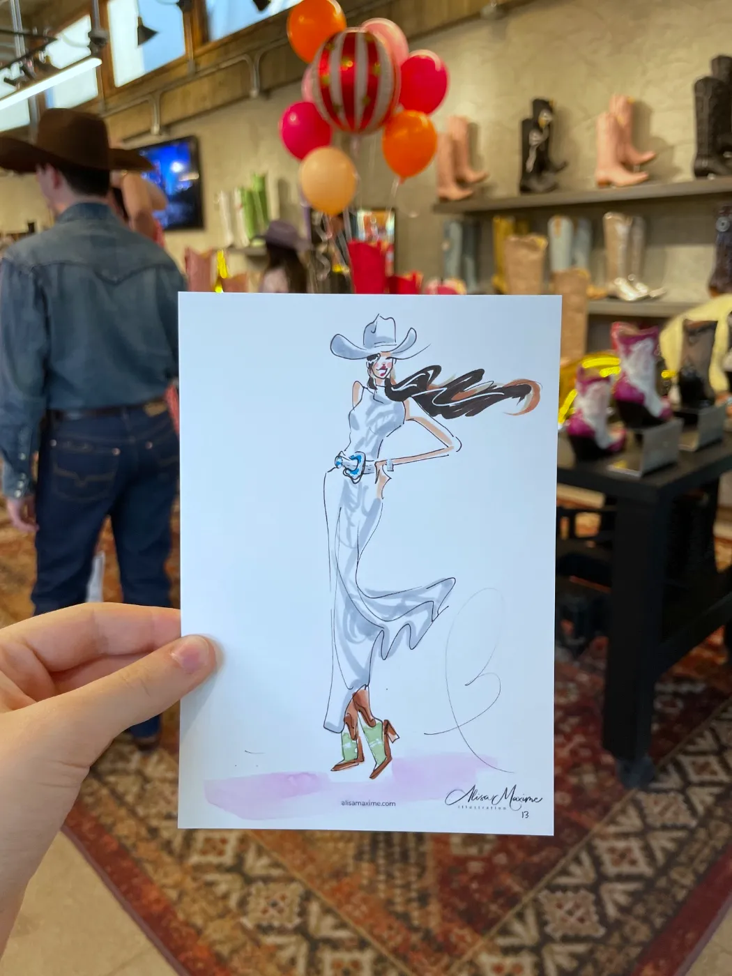 Live fashion sketch 13 from Old Gringo Boots Launch at the Fort Worth Stockyards