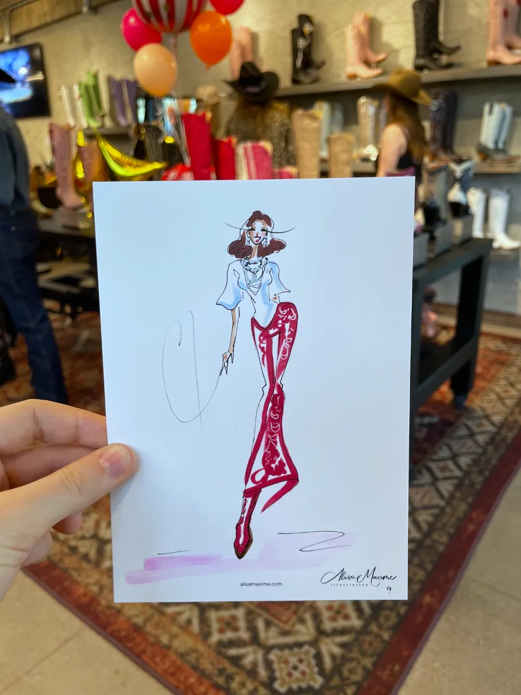 Live fashion sketch 9 from Old Gringo Boots Launch at the Fort Worth Stockyards
