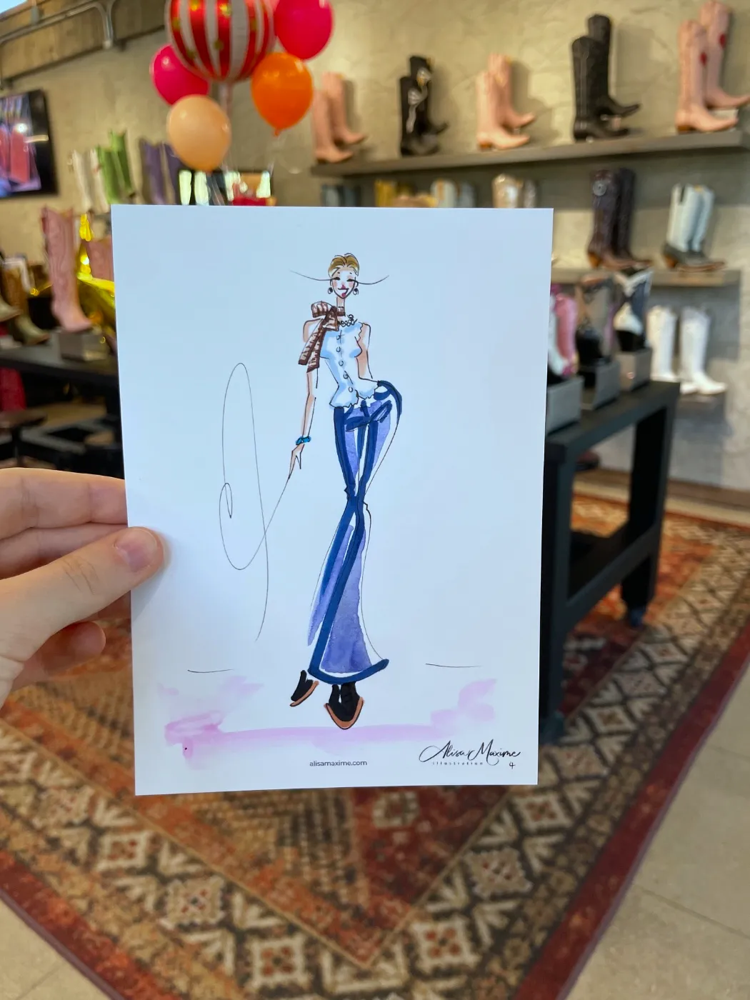 Live fashion sketch 5 from Old Gringo Boots Launch at the Fort Worth Stockyards