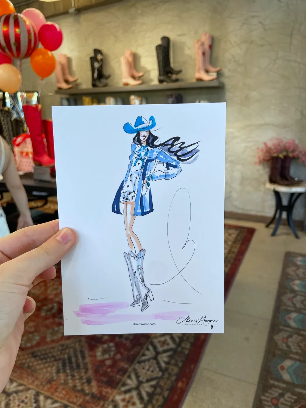 Live fashion sketch 8 from Old Gringo Boots Launch at the Fort Worth Stockyards