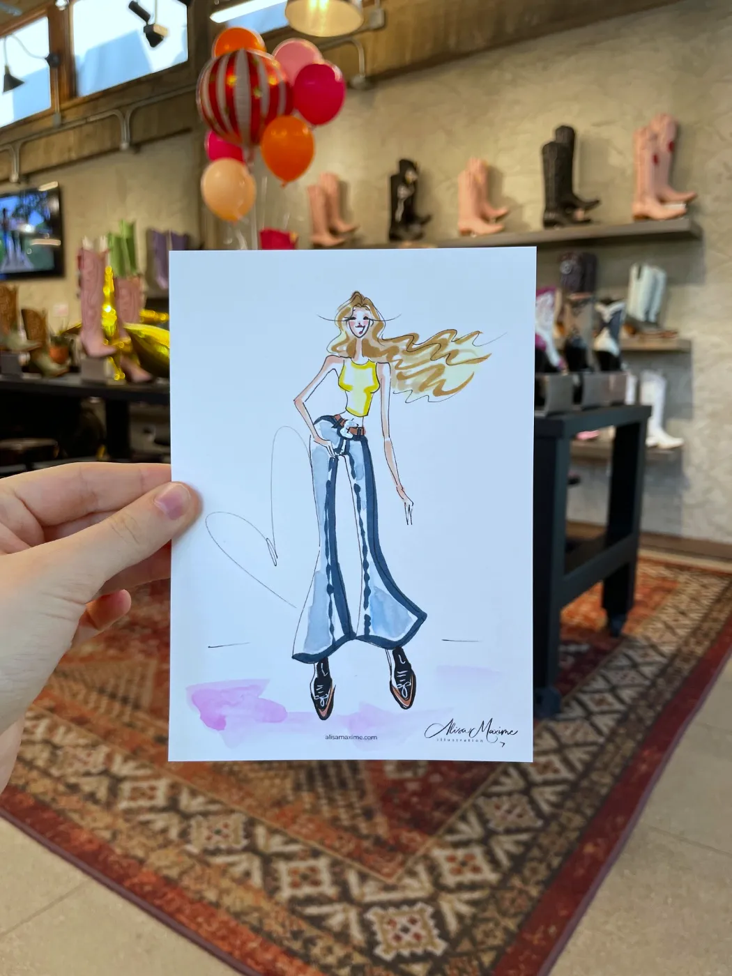 Live fashion sketch 7 from Old Gringo Boots Launch at the Fort Worth Stockyards