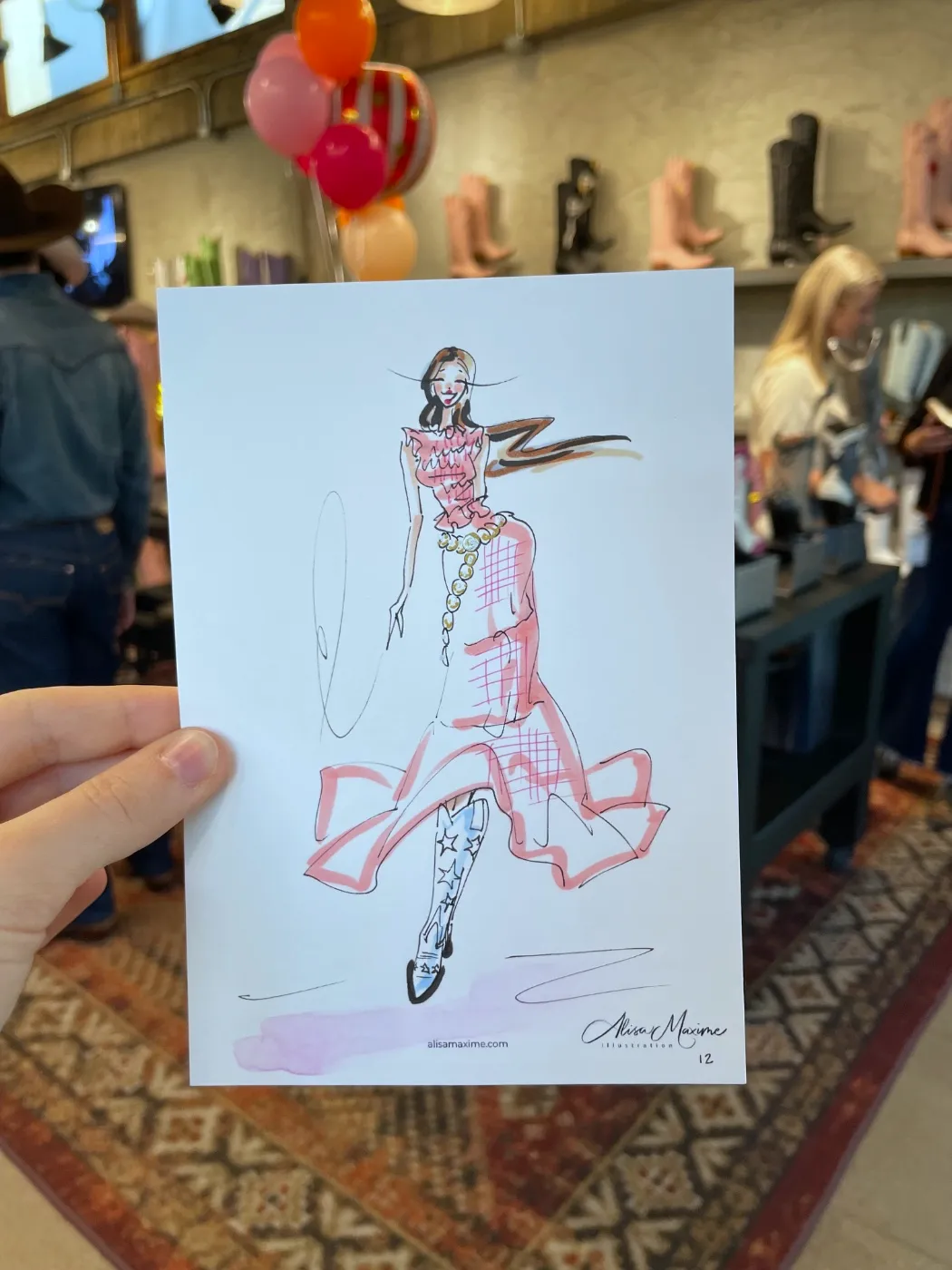 Live fashion sketch 12 from Old Gringo Boots Launch at the Fort Worth Stockyards