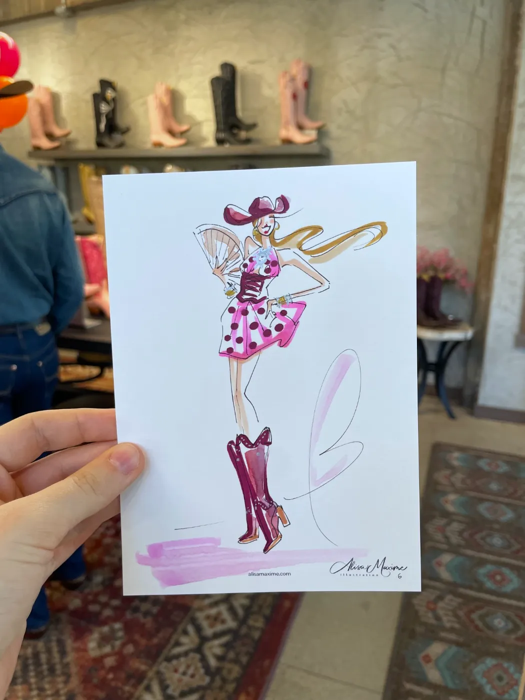 Live fashion sketch 6 from Old Gringo Boots Launch at the Fort Worth Stockyards