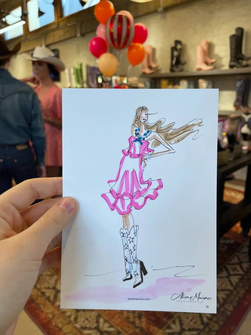 Live fashion sketch 14 from Old Gringo Boots Launch at the Fort Worth Stockyards