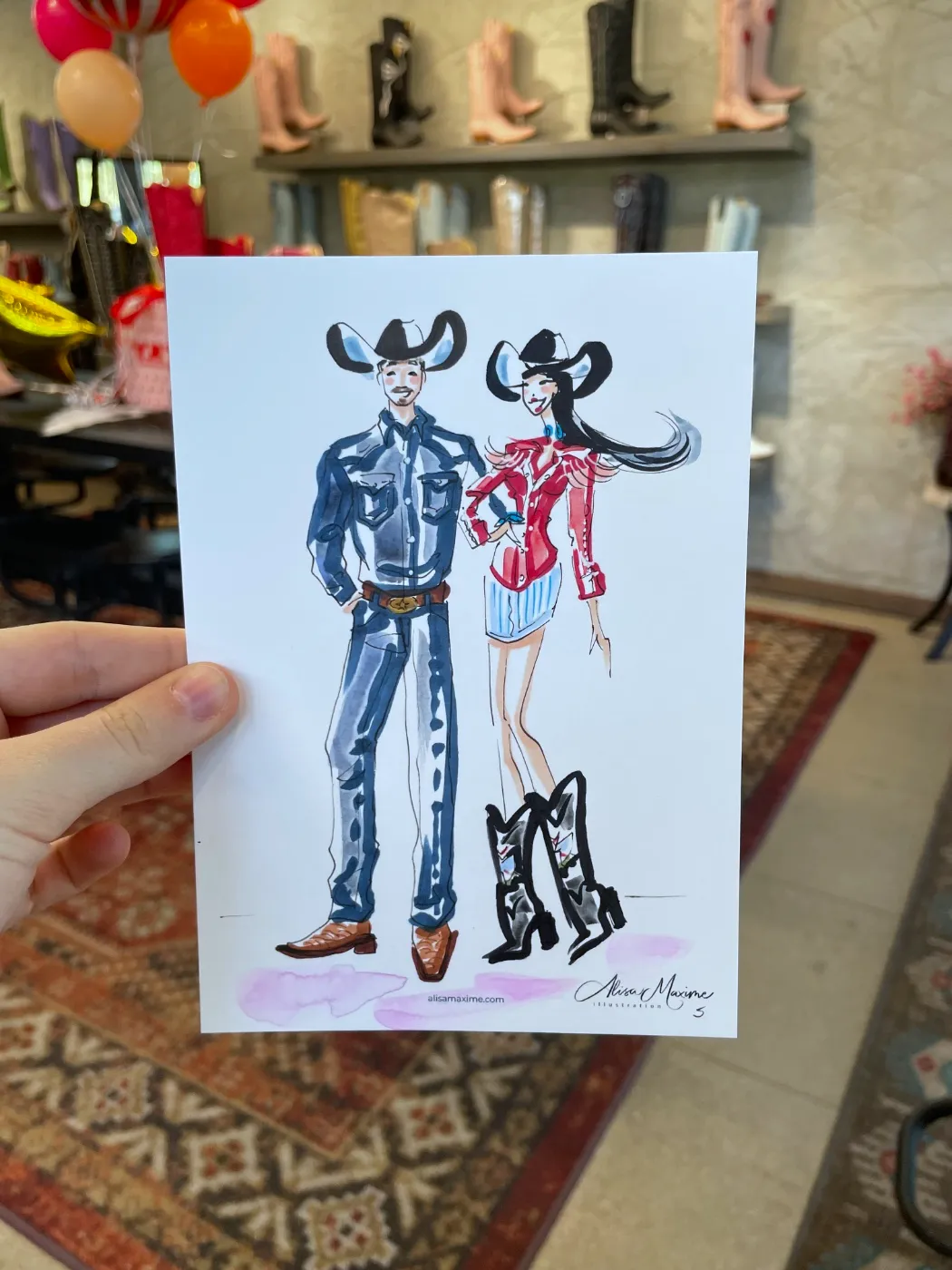Live sketch from Old Gringo Boots Launch at the Fort Worth Stockyards