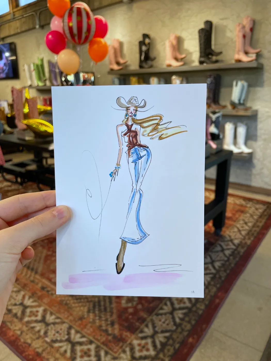 Live fashion sketch 11 from Old Gringo Boots Launch at the Fort Worth Stockyards