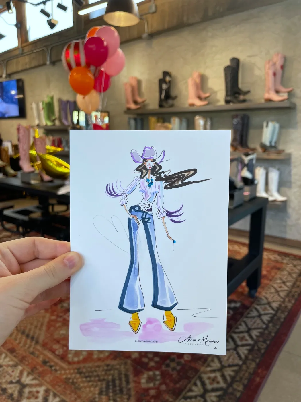 Live fashion sketch 4 from Old Gringo Boots Launch at the Fort Worth Stockyards