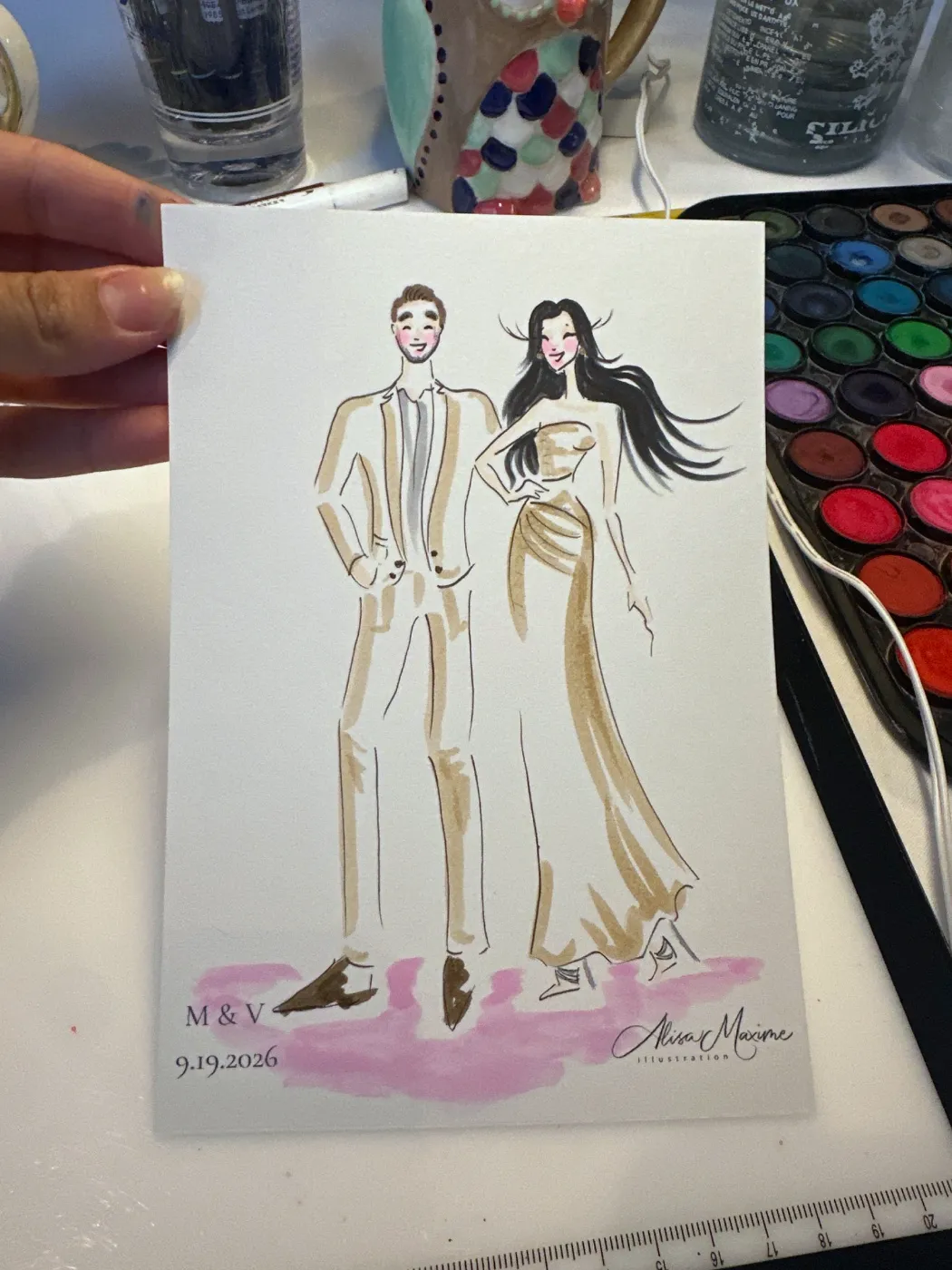 Live fashion sketch 5 from Wedding Celebration at Public Hotel, New York