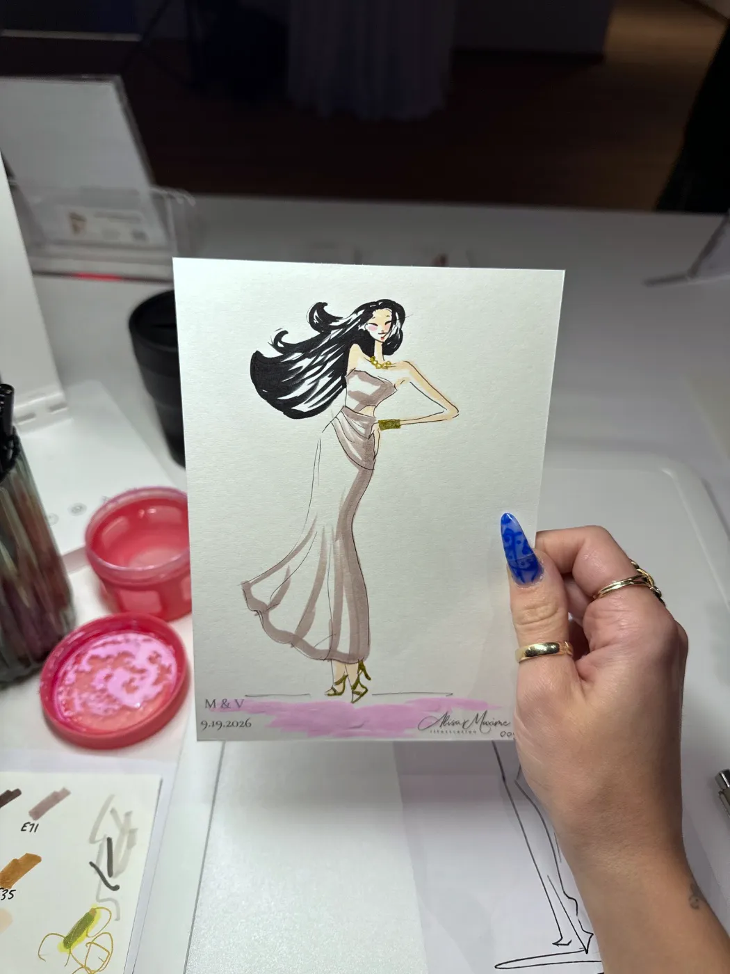 Live fashion sketch 8 from Wedding Celebration at Public Hotel, New York