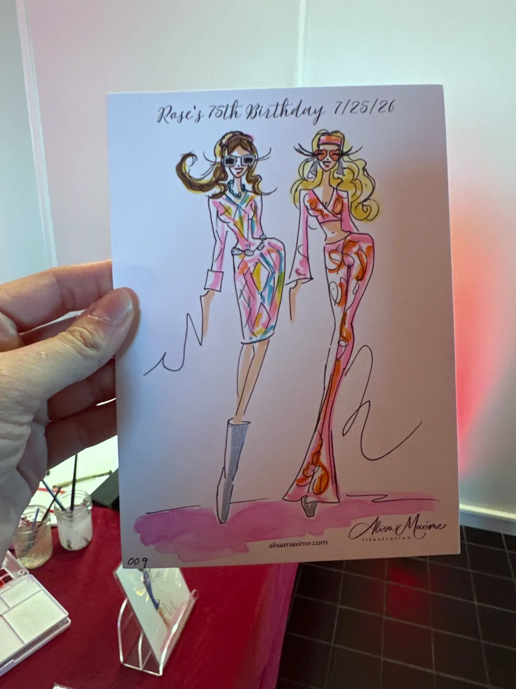 Live fashion sketch 9 from Psychedelic 60s Birthday Bash in Houston