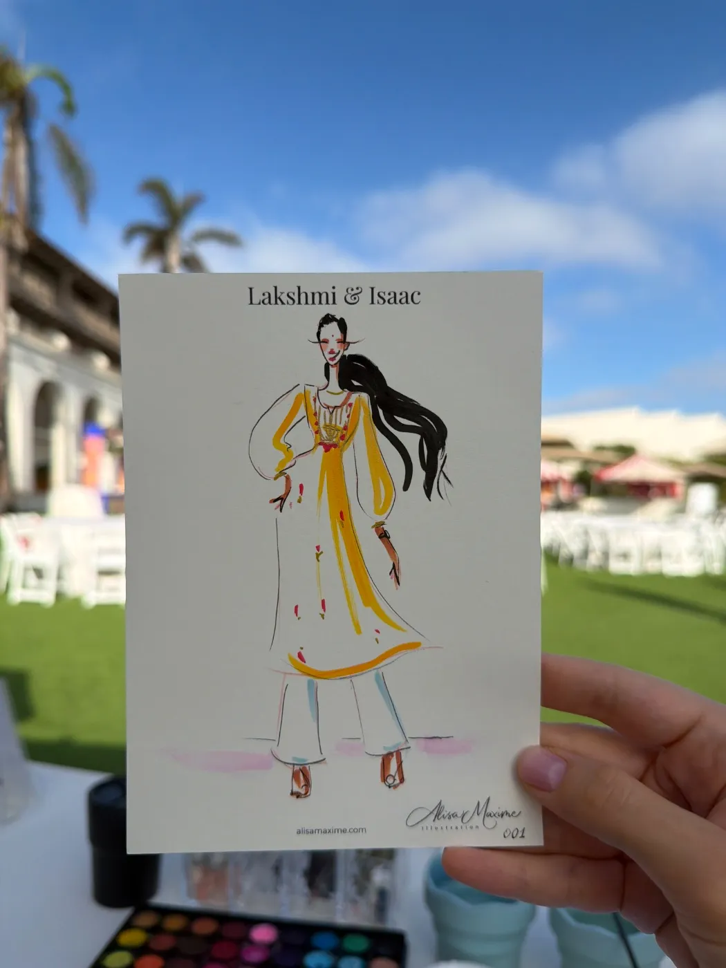 Live fashion sketch 2 from Wedding on the Lawn at The Ritz-Carlton, Dana Point