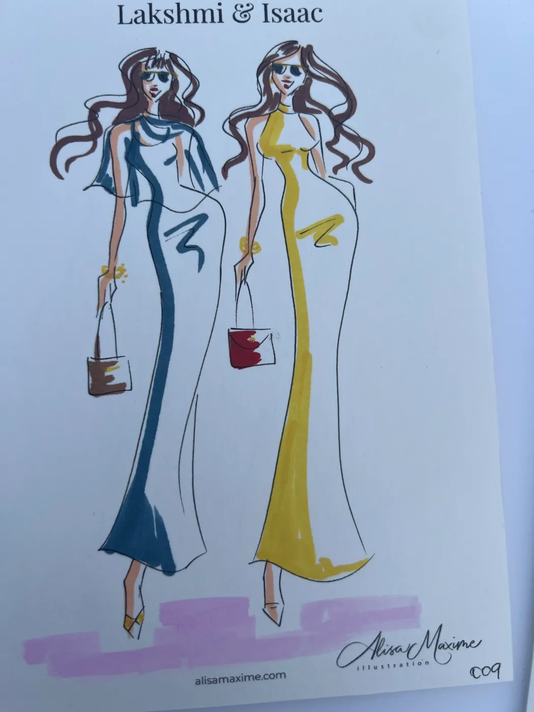 Live fashion sketch 9 from Wedding on the Lawn at The Ritz-Carlton, Dana Point