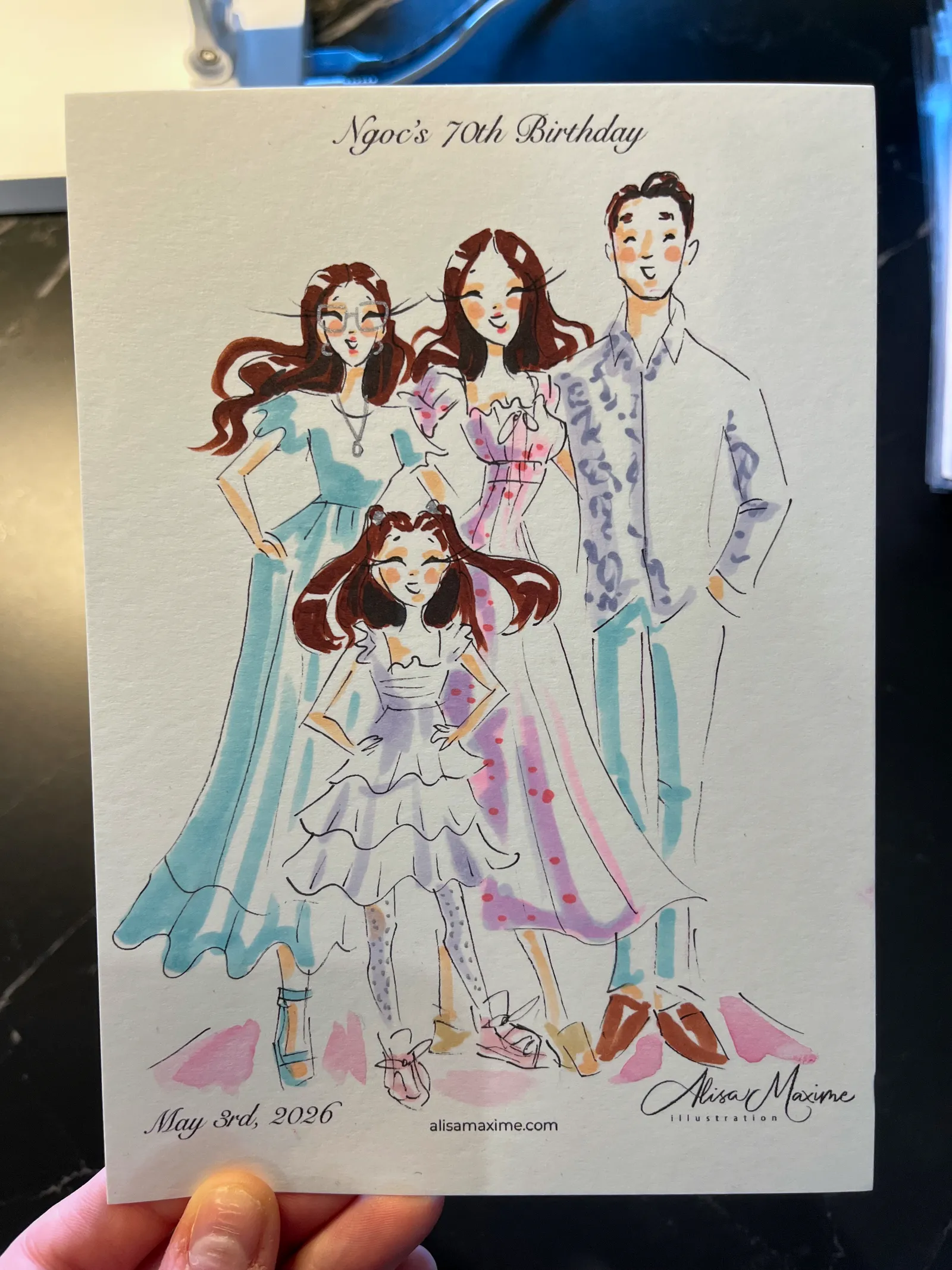 Live sketch from Surprise 70th Birthday Party in Round Rock, Texas