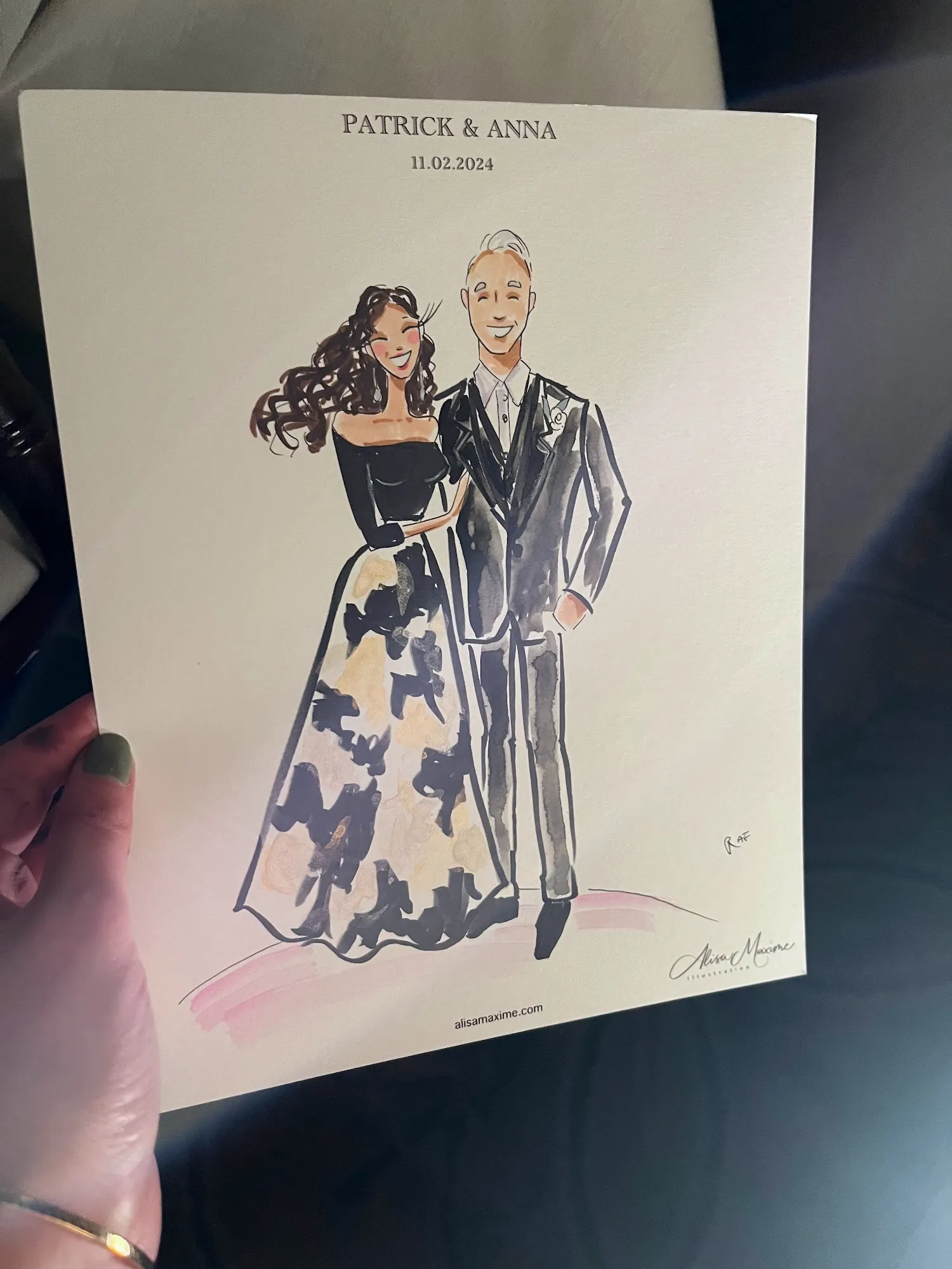 Live sketch from Wedding Celebration at the University Club of Chicago