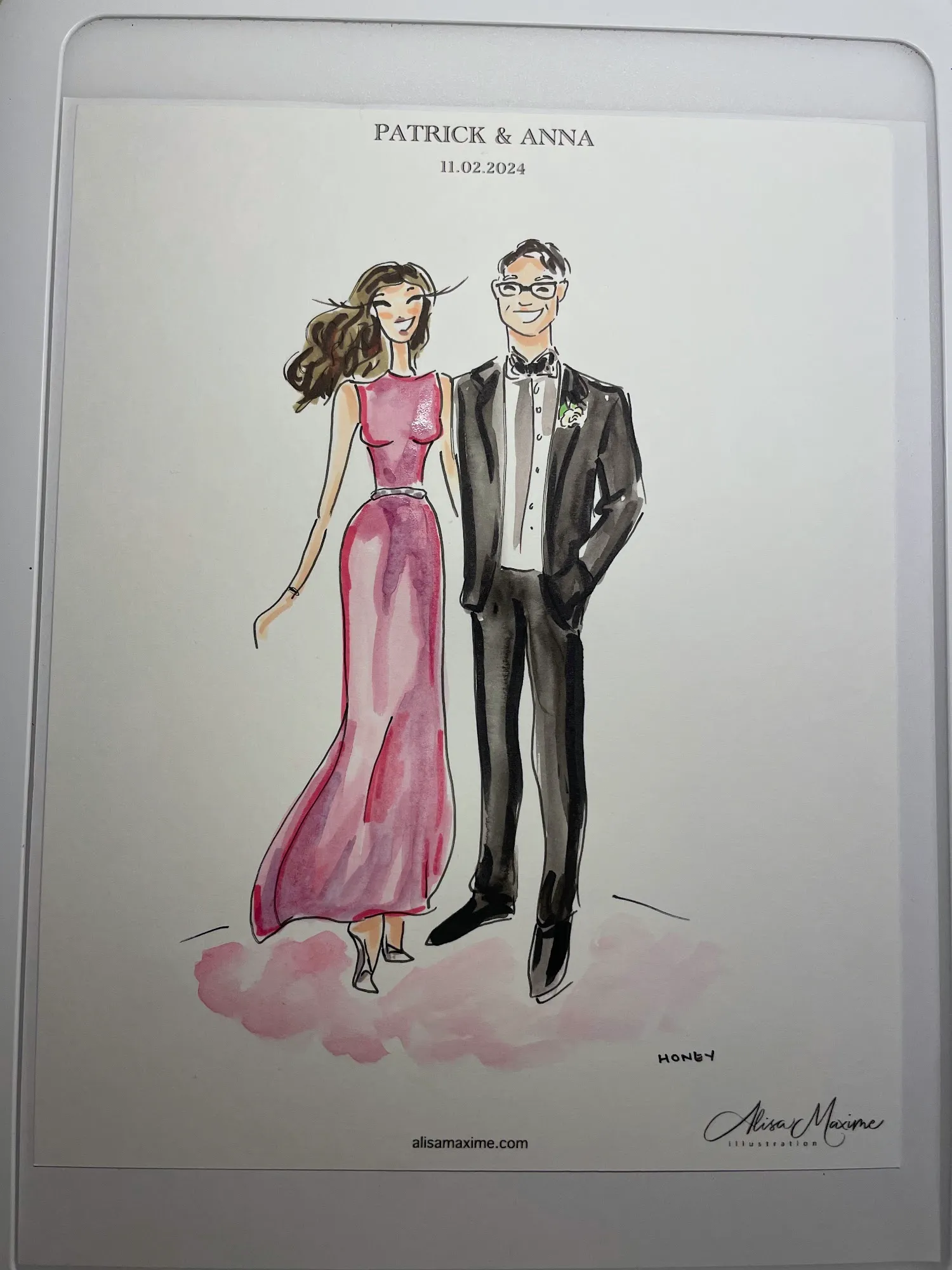 Live fashion sketch 2 from Wedding Celebration at the University Club of Chicago