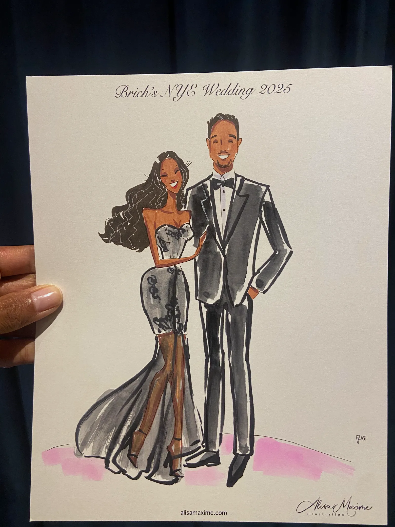 Live fashion sketch 3 from New Year's Eve Wedding Celebration in Chicago