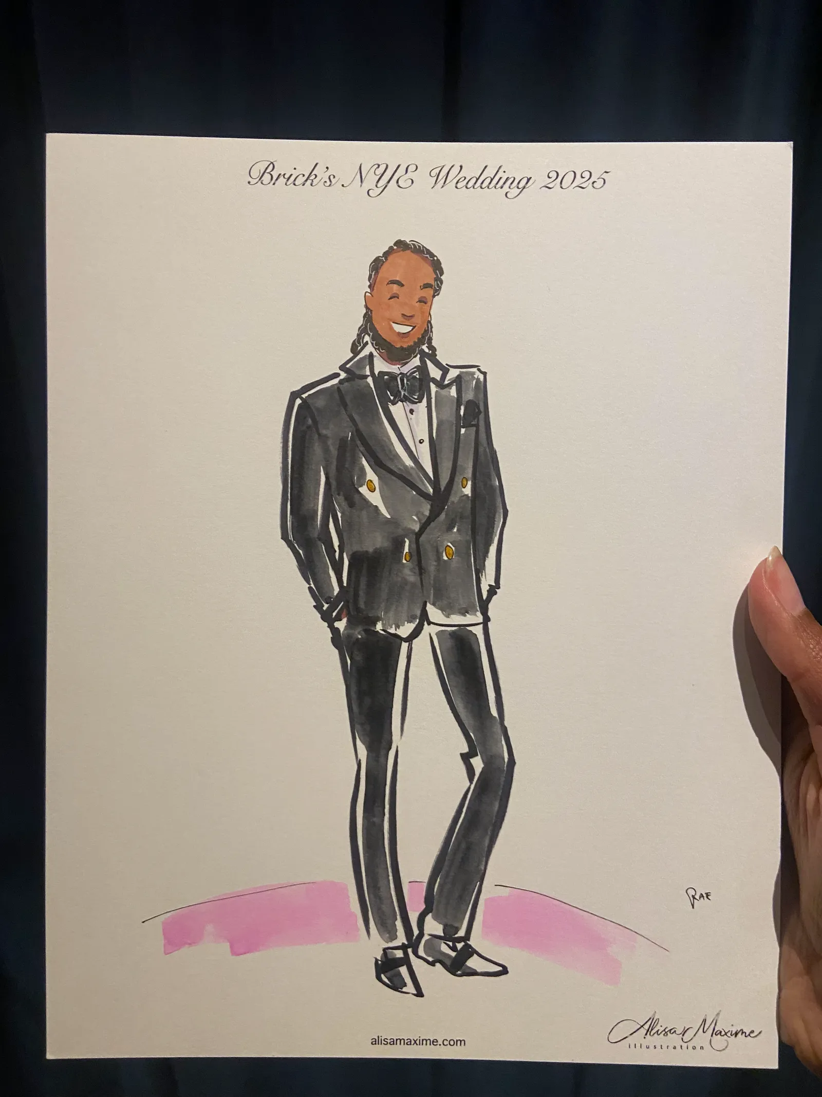Live fashion sketch 2 from New Year's Eve Wedding Celebration in Chicago