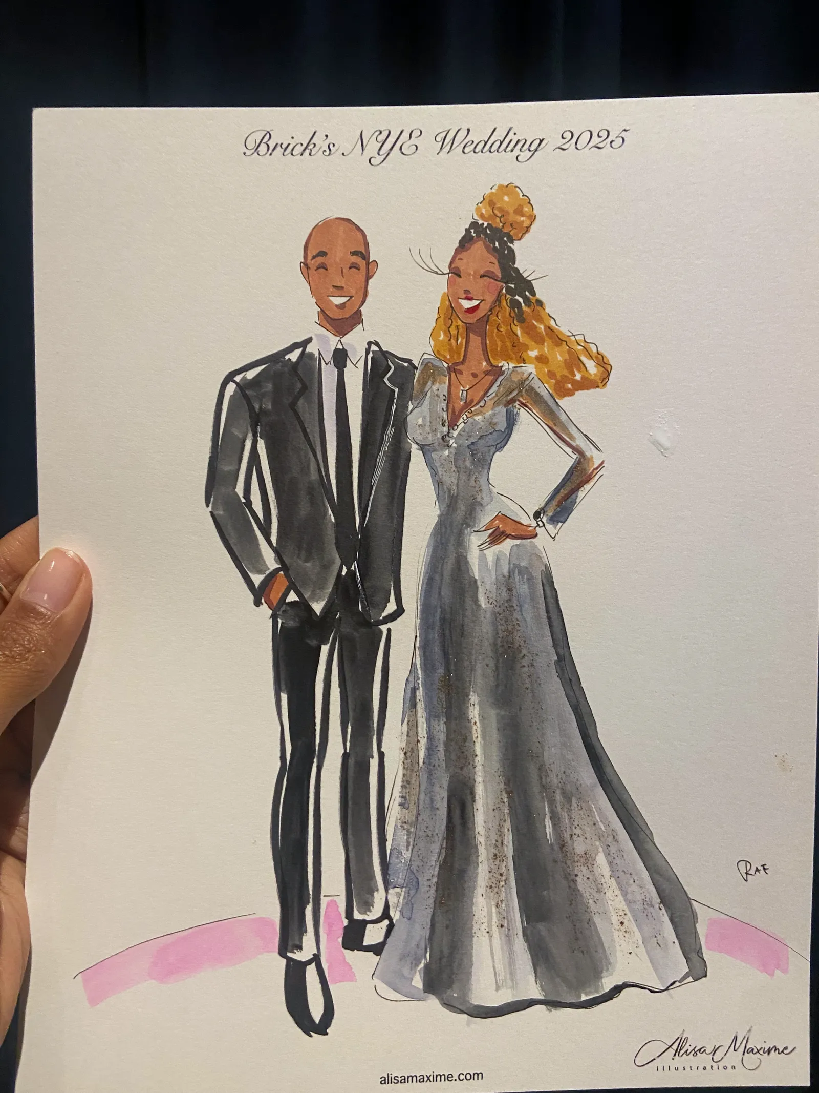 Live sketch from New Year's Eve Wedding Celebration in Chicago